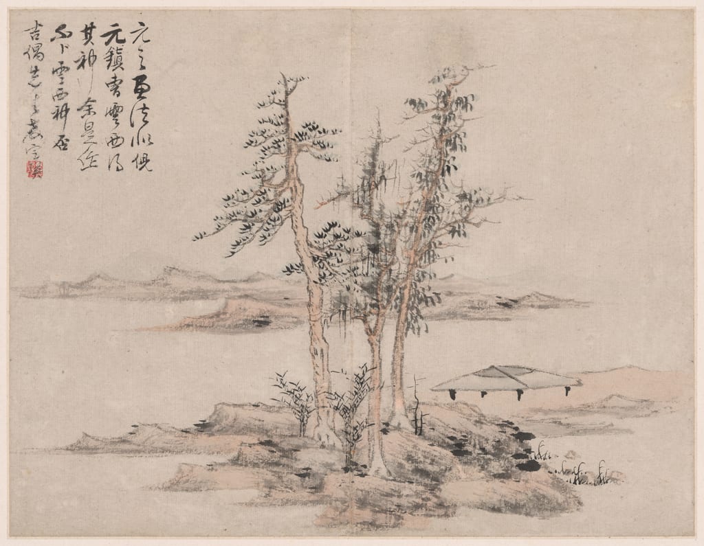Landscape in the Style of Ancient Masters: after Ni Zan (1301-1374), Cao Zhibo (1272-1355) by Lan Ying, Ming dynasty (1368–1644), first half of 17th century — fine art print