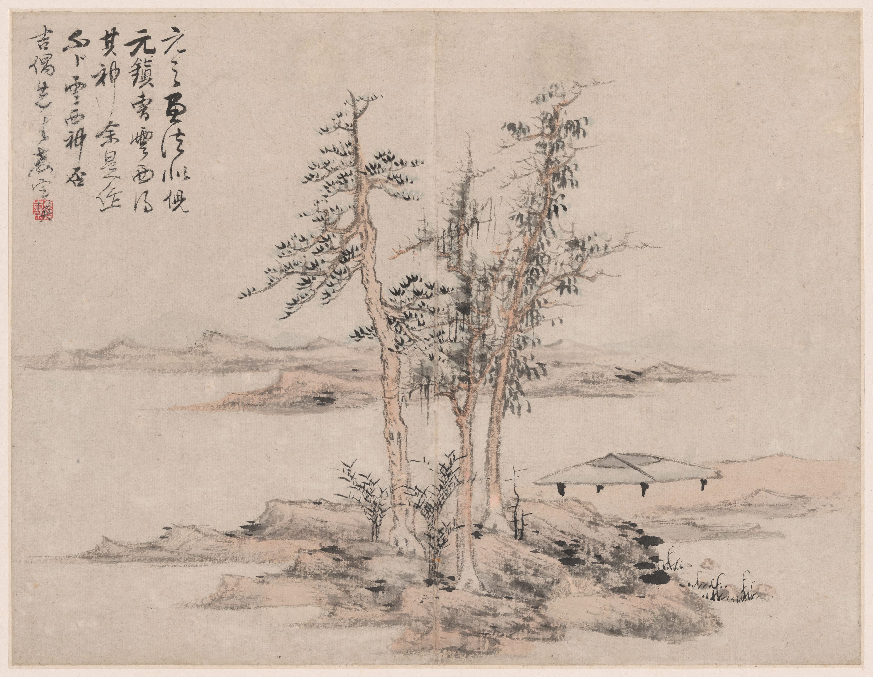 Landscape in the Style of Ancient Masters: after Ni Zan (1301-1374), Cao Zhibo (1272-1355) by Lan Ying, Ming dynasty (1368–1644), first half of 17th century — fine art print
