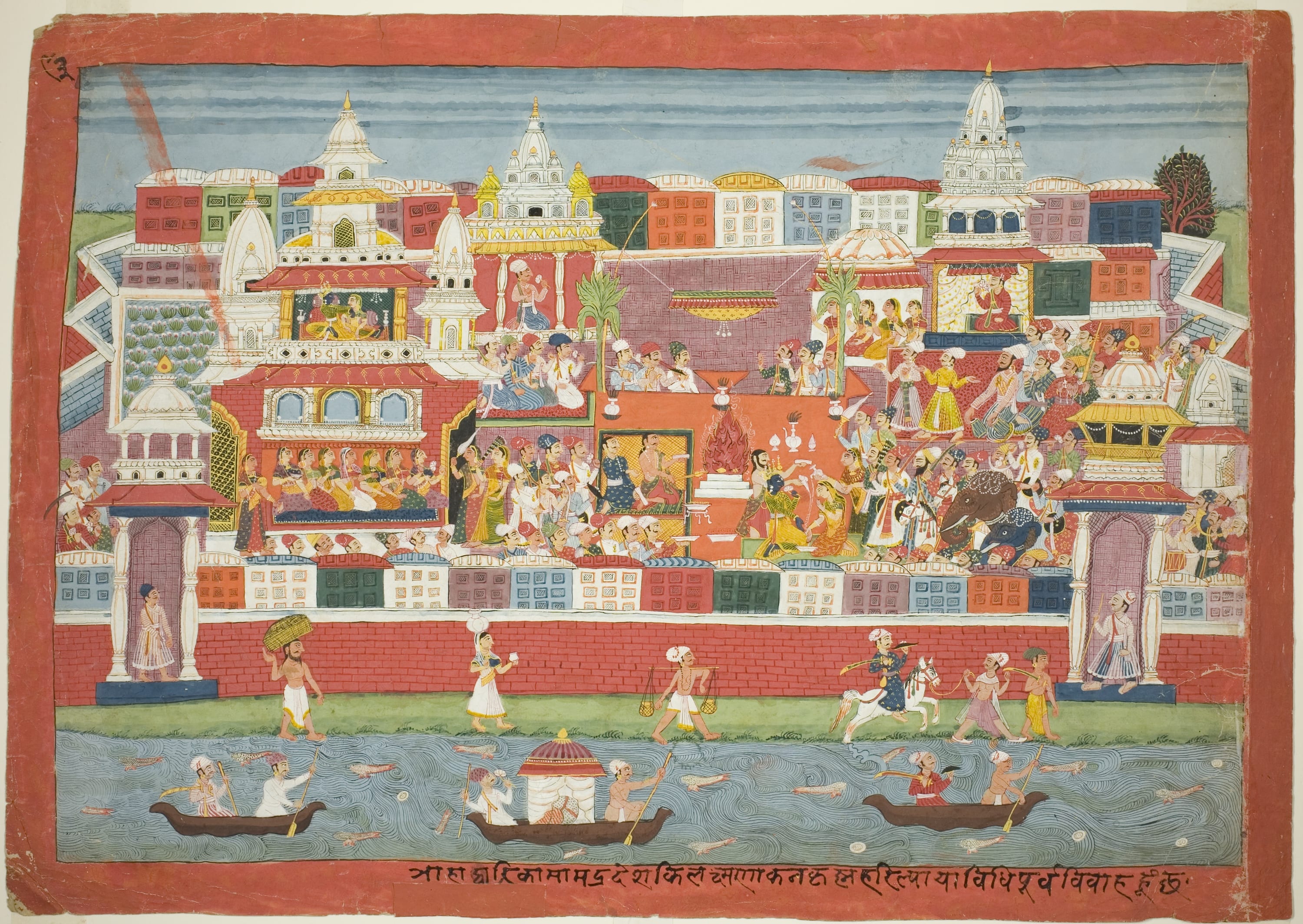 Krishna's Marriage to Kalinda, page from a Dispersed Bhagavata Purana manuscript by Nepal, c. 1775 — fine art print