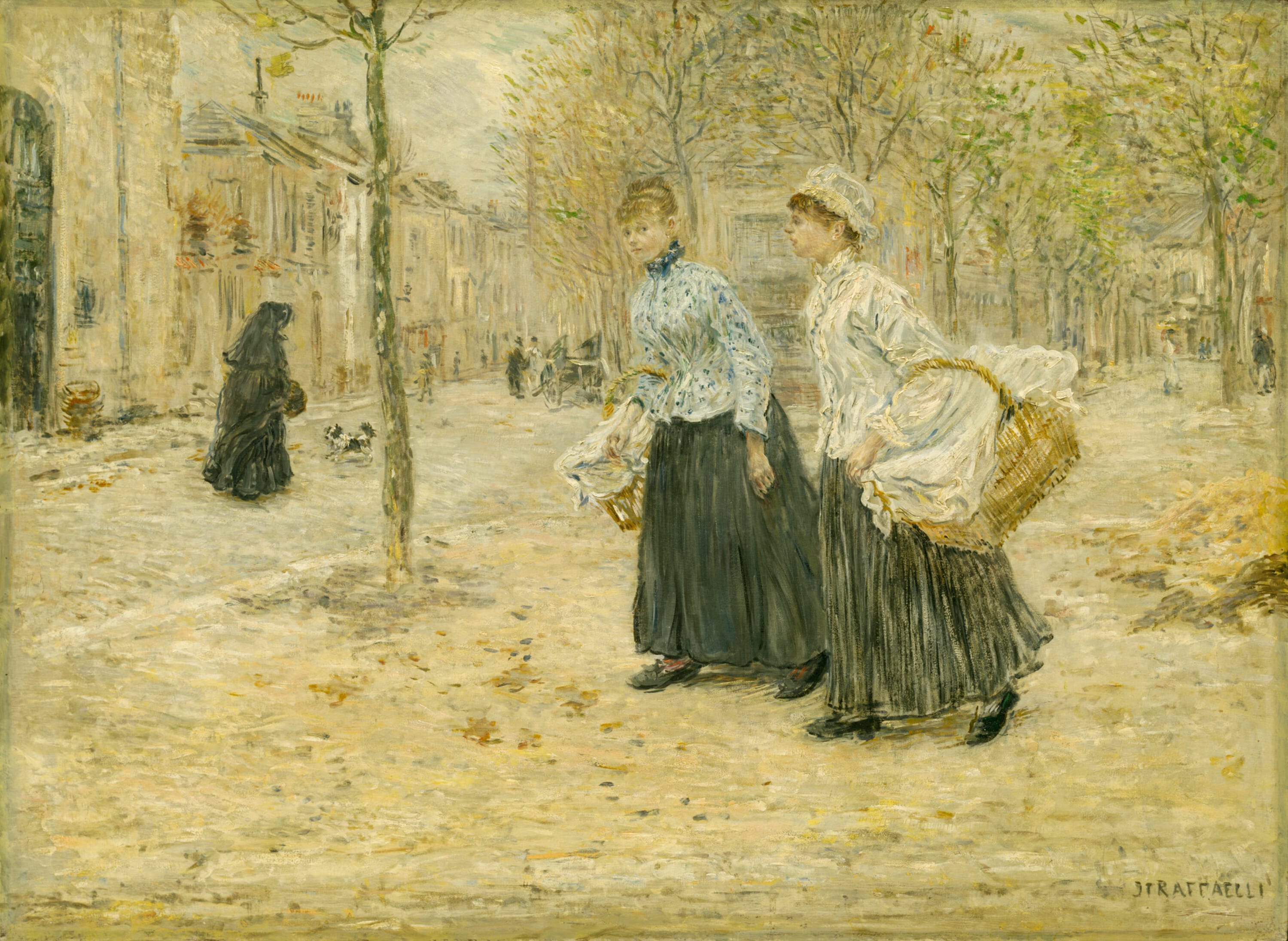 Two Washerwomen Crossing a Small Park in Paris by Jean-François Rafaëlli, c. 1890 — fine art print
