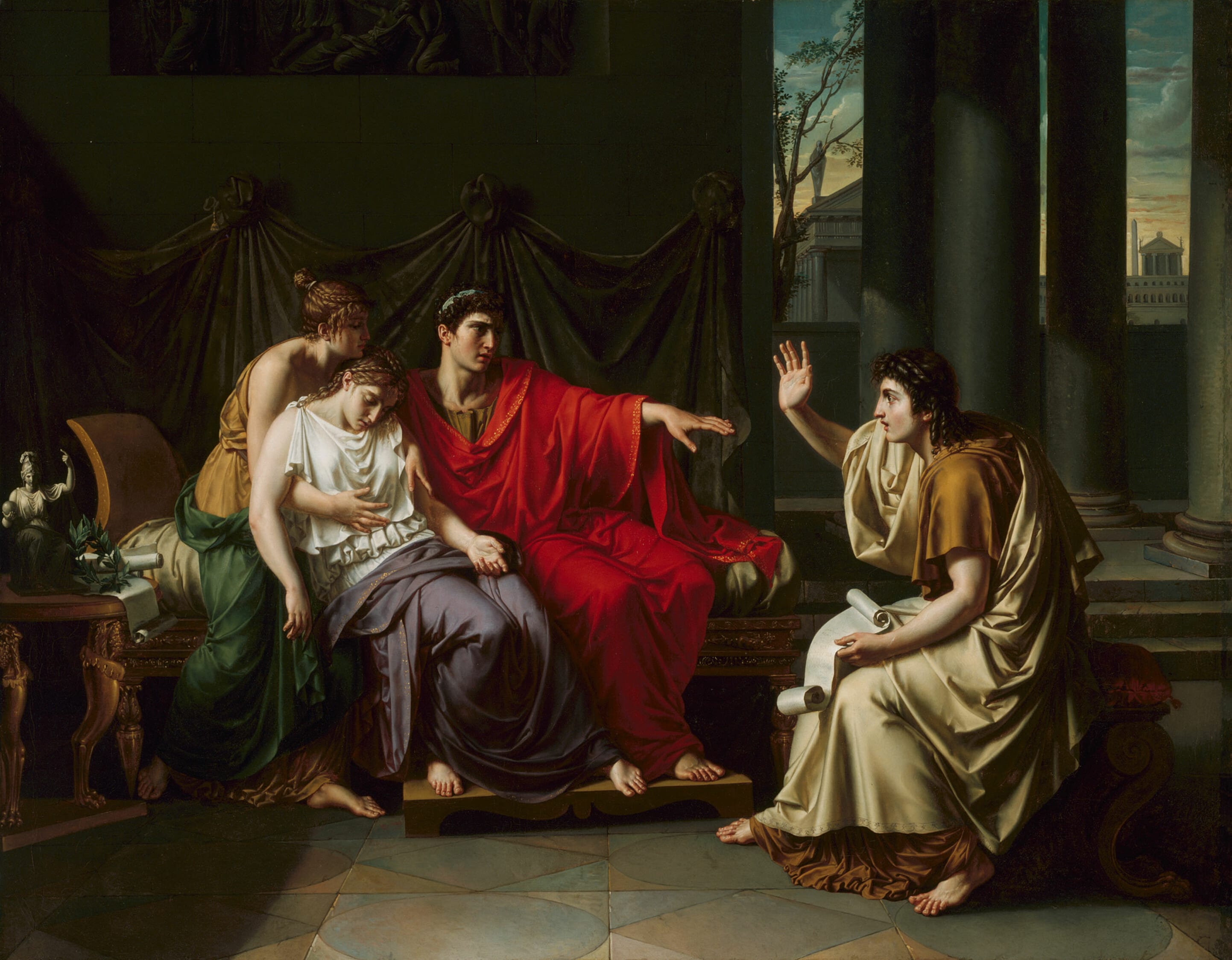 Virgil Reading the "Aeneid" to Augustus, Octavia, and Livia by Jean Baptiste Joseph Wicar, 1790–93 — fine art print