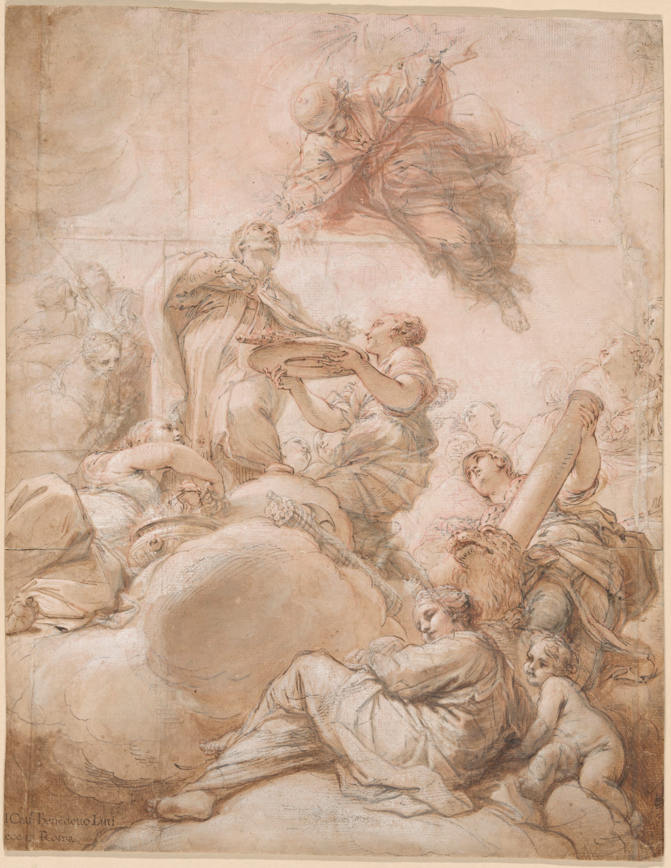 Allegory of the Elevation of Cardinal Deacon Oddone Colonna to the Papal Chair as Pope Martin V by Benedetto Luti, 1700 — fine art print