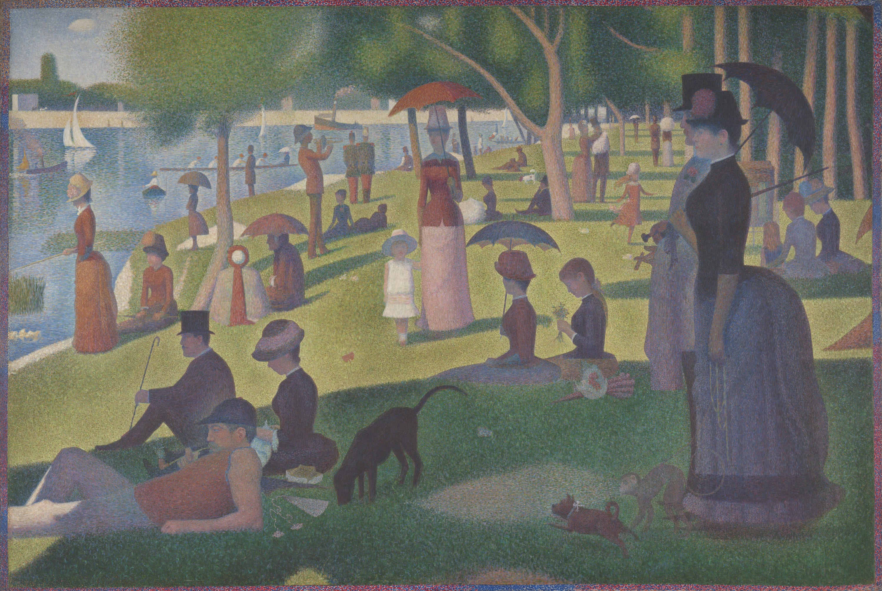 A Sunday on La Grande Jatte — 1884 by Georges Seurat, 1884–86, border added 1888–89 — fine art print