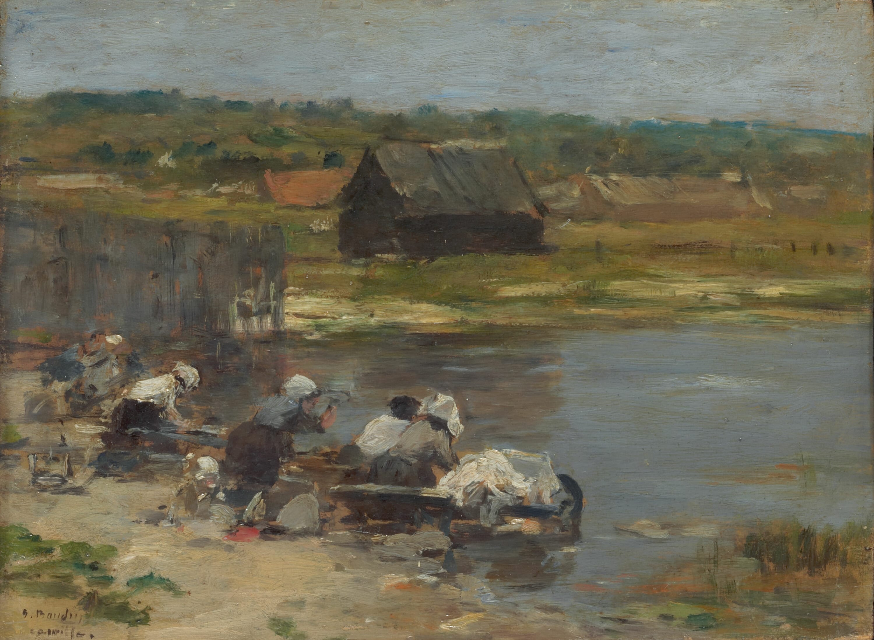 Washerwomen at the Edge of the Pond by Eugène Louis Boudin, c. 1880 — fine art print