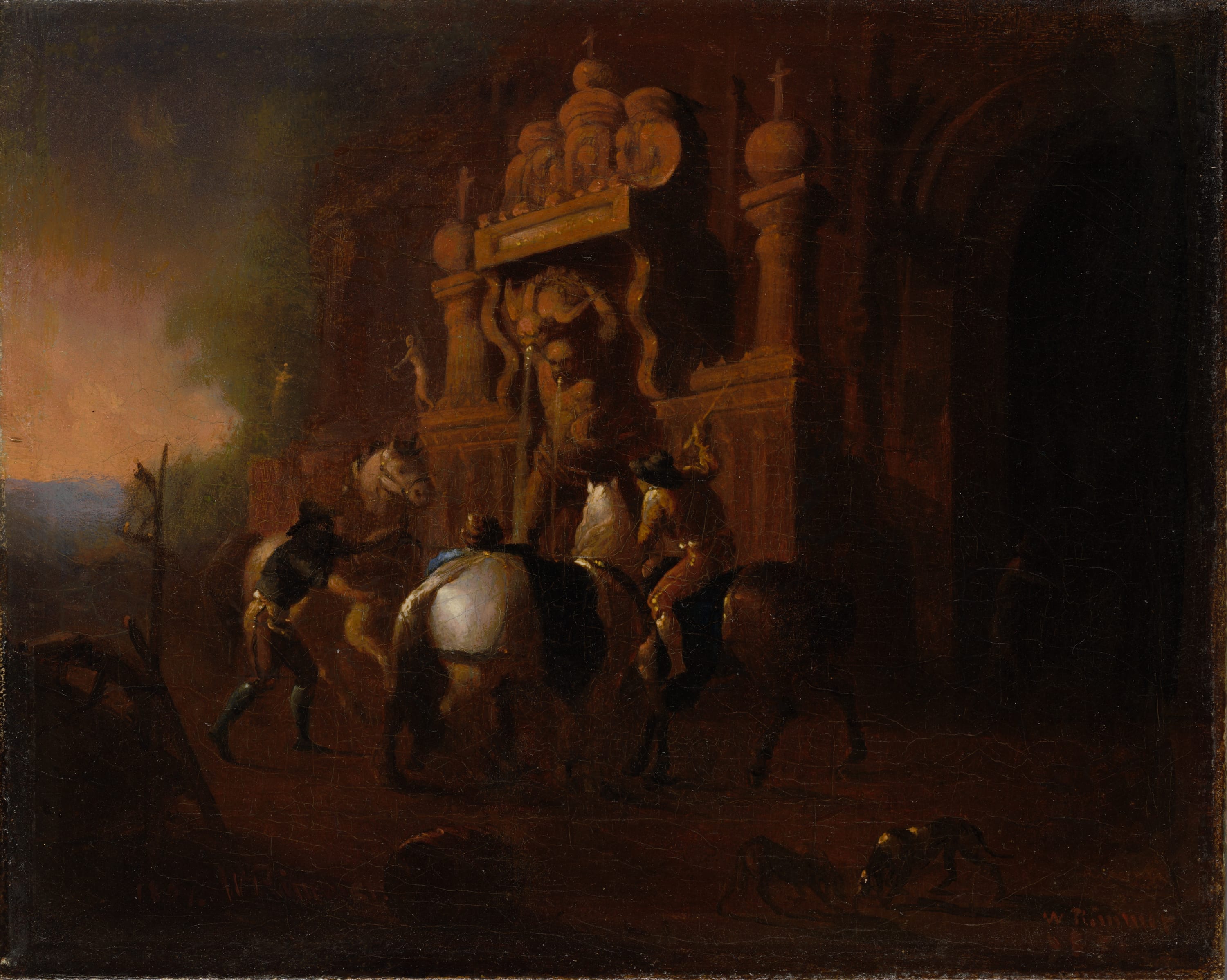 Horses at a Fountain by William Rimmer, 1856–57 — fine art print