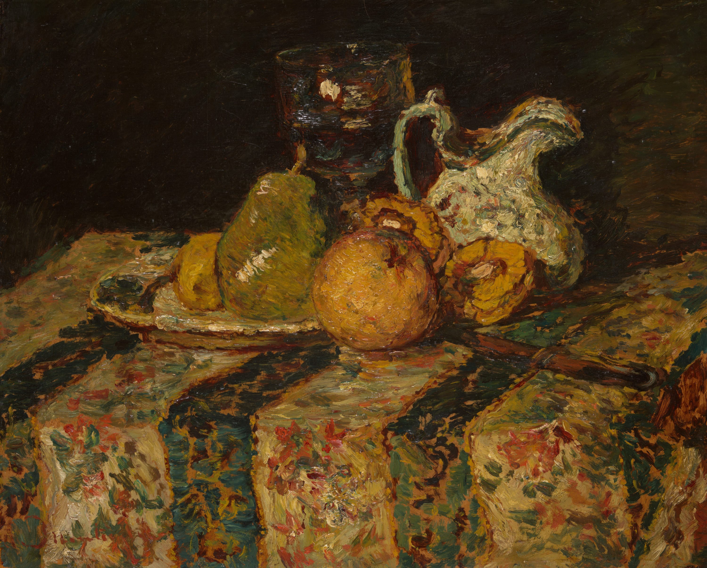 Still Life with Fruit and Wine Jug by Adolphe Joseph Thomas Monticelli, 1874 — fine art print