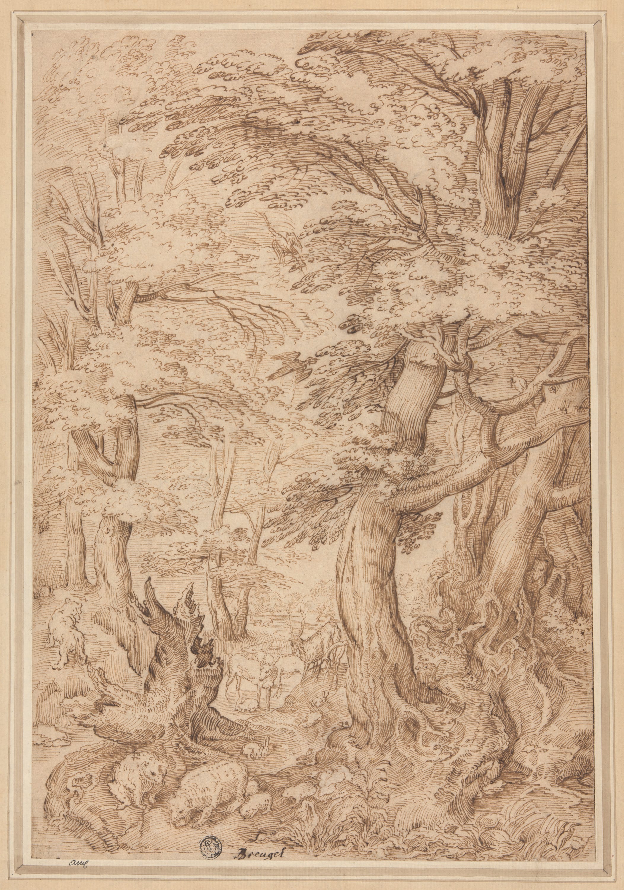 Forest Landscape with Wild Animals by Pieter Bruegel, the elder, late 16th century — fine art print