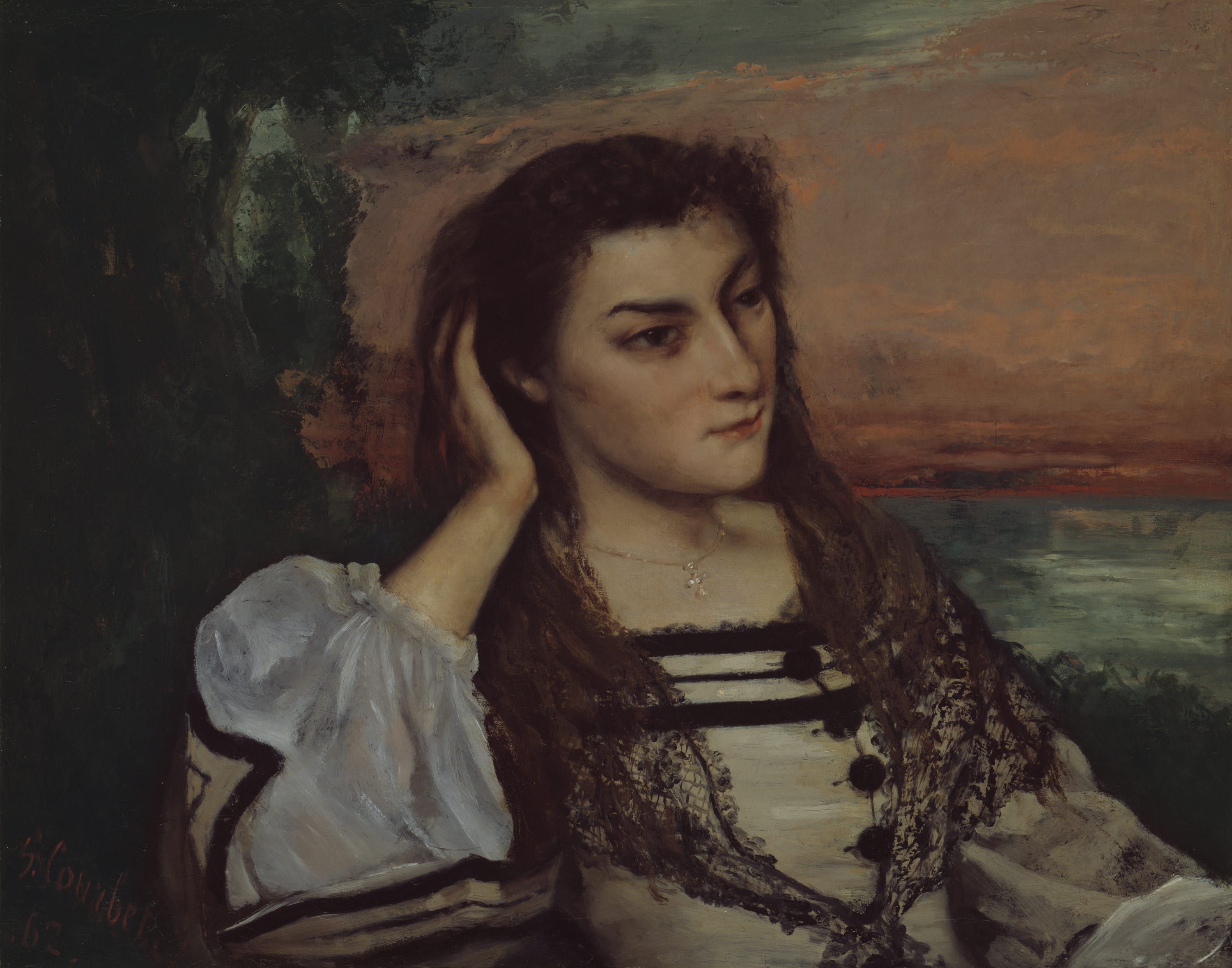 Rêverie (Portrait of Gabrielle Borreau) by Gustave Courbet, 1862 — fine art print