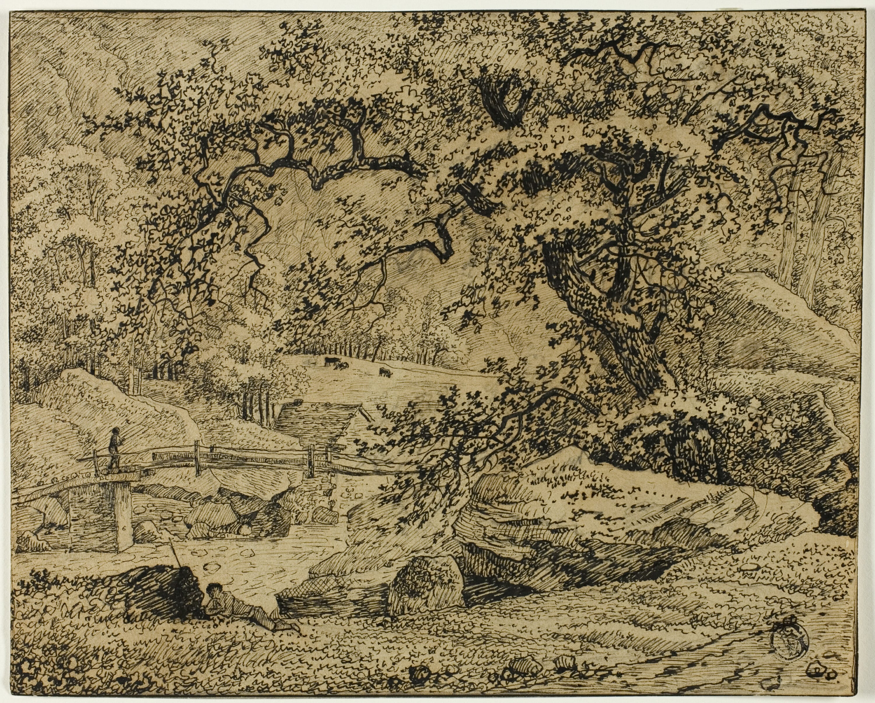 Landscape with Figure Resting Under Tree by Stream by Jacob van Ruisdael, n.d. — fine art print