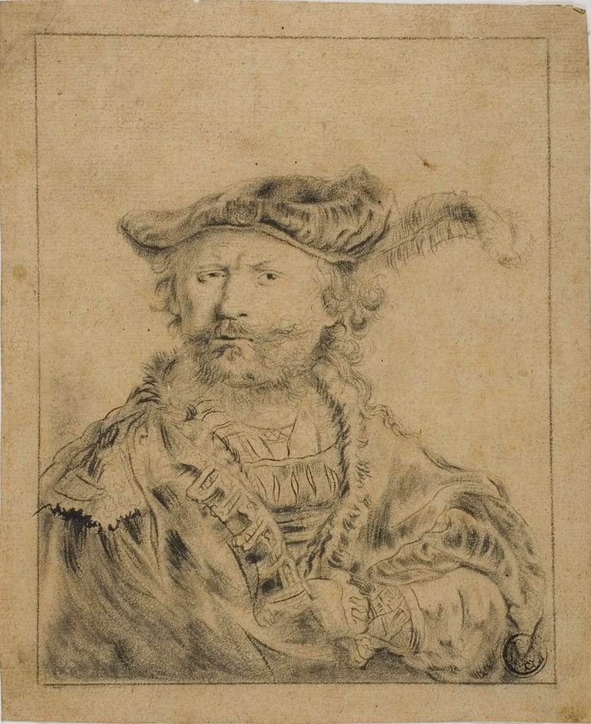 Rembrandt with a Plumed Hat by Rembrandt van Rijn, 1700/99 — fine art print