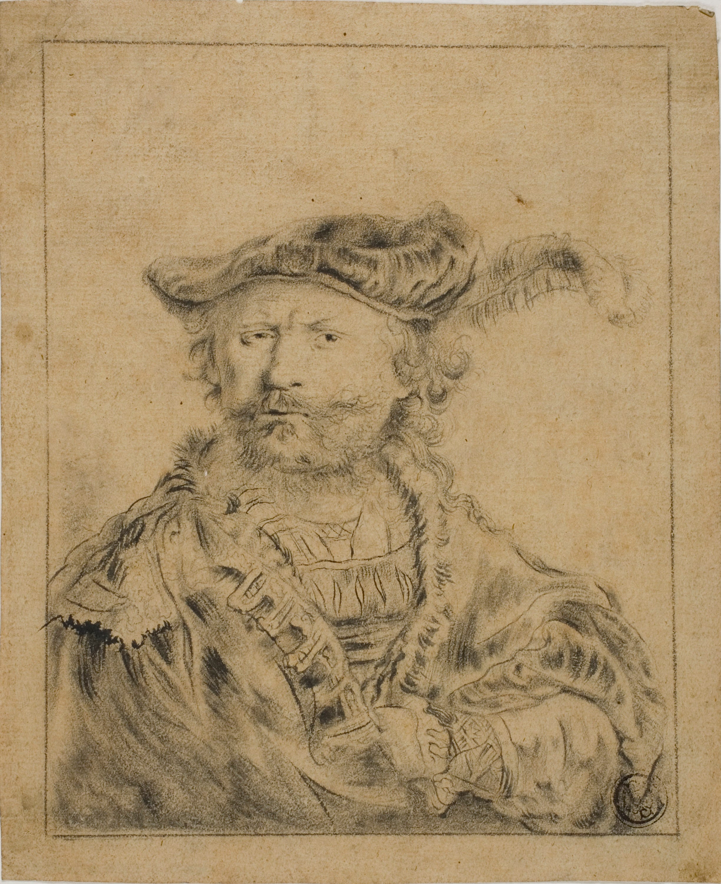 Rembrandt with a Plumed Hat by Rembrandt van Rijn, 1700/99 — fine art print
