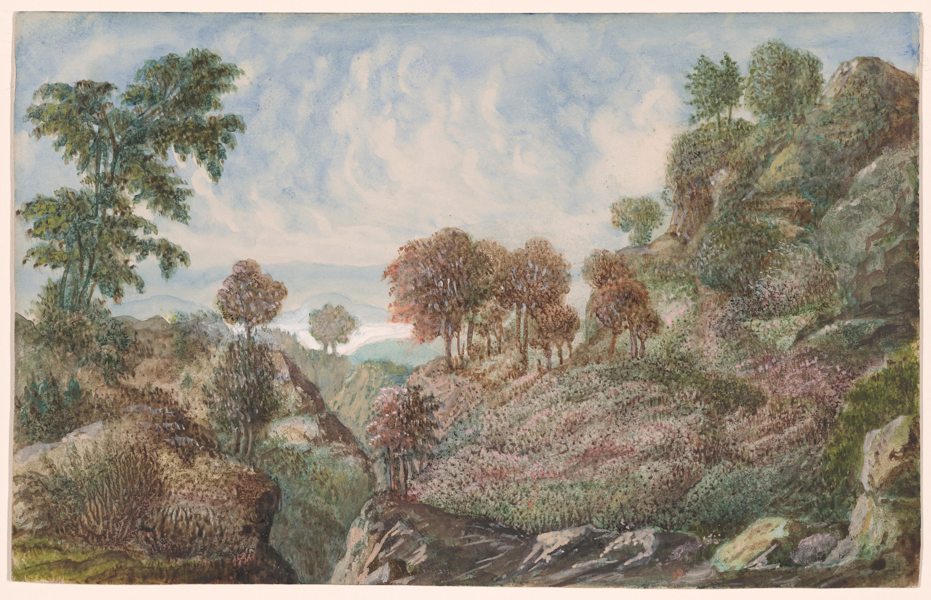 Landscape with River Gorge by George Sand, 1860/69 — fine art print