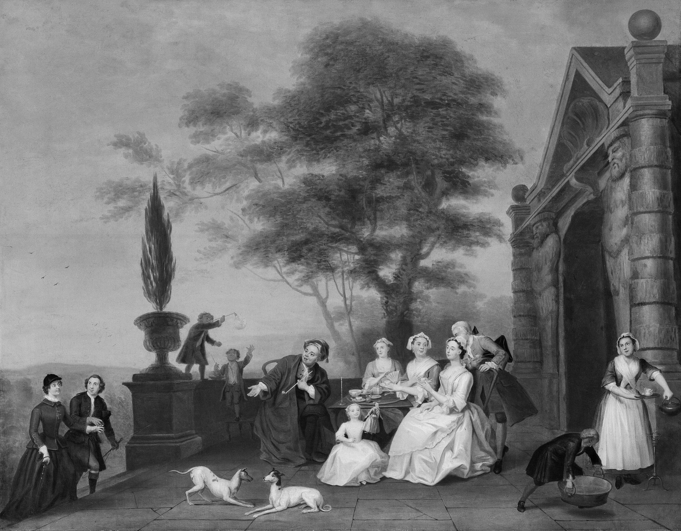 Family Group on a Terrace by John Theodore Heins, Sr., c. 1740 — fine art print