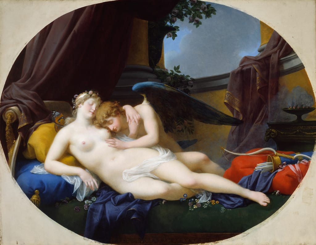 Cupid and Psyche by Jean Baptiste Regnault, 1828 — fine art print