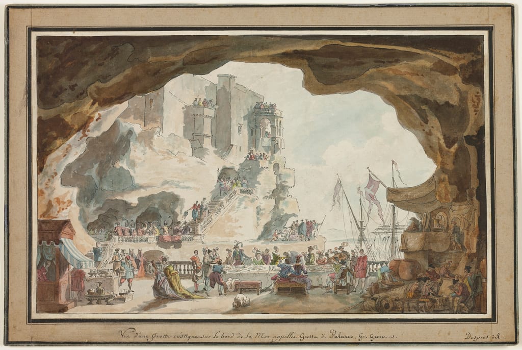 View of the Grotta di Palazzo with Banquet by Louis Jean Desprez, c. 1790 — fine art print
