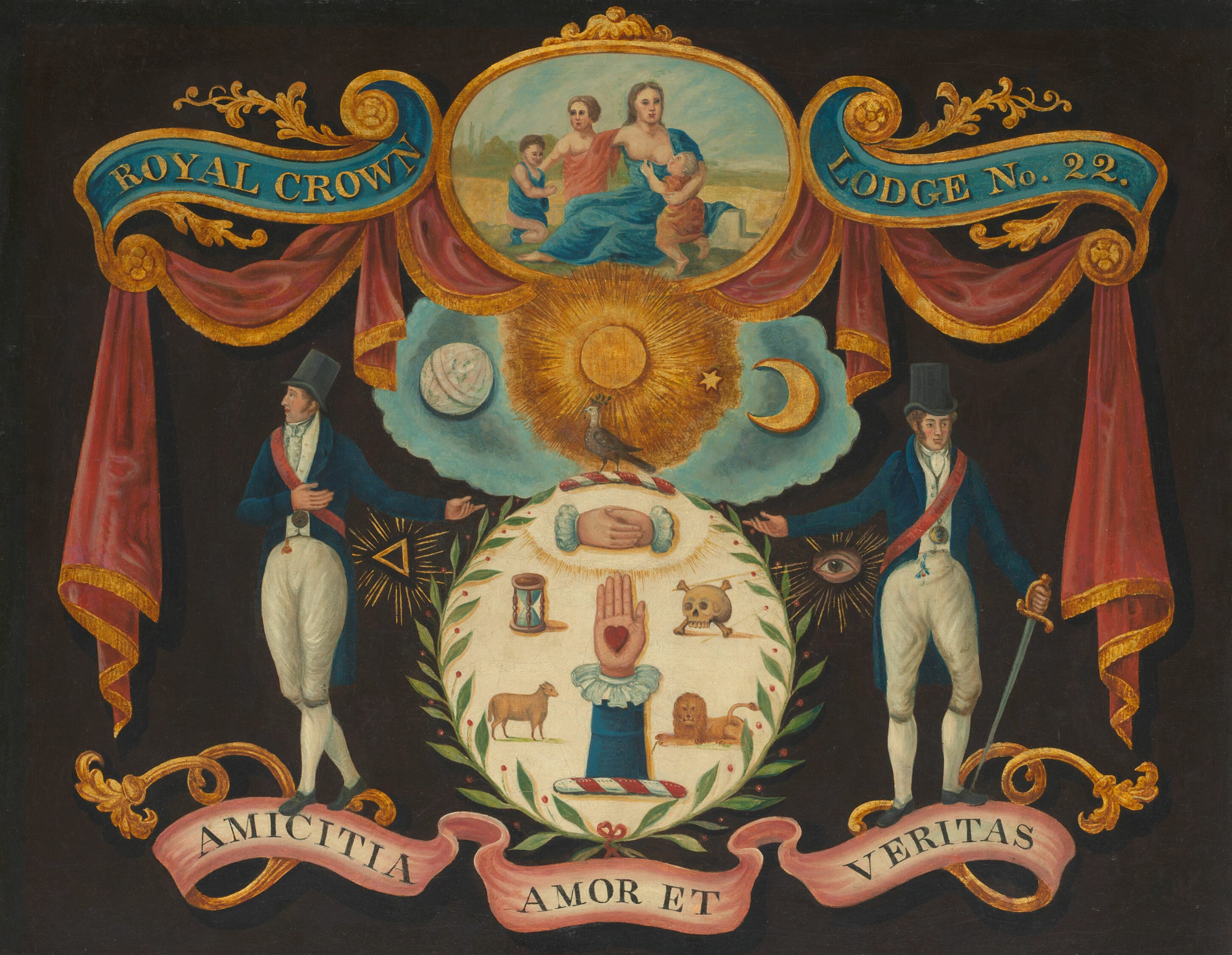 Emblems for Royal Crown Lodge No. 22 by Artist unknown, 1810–15 — fine art print