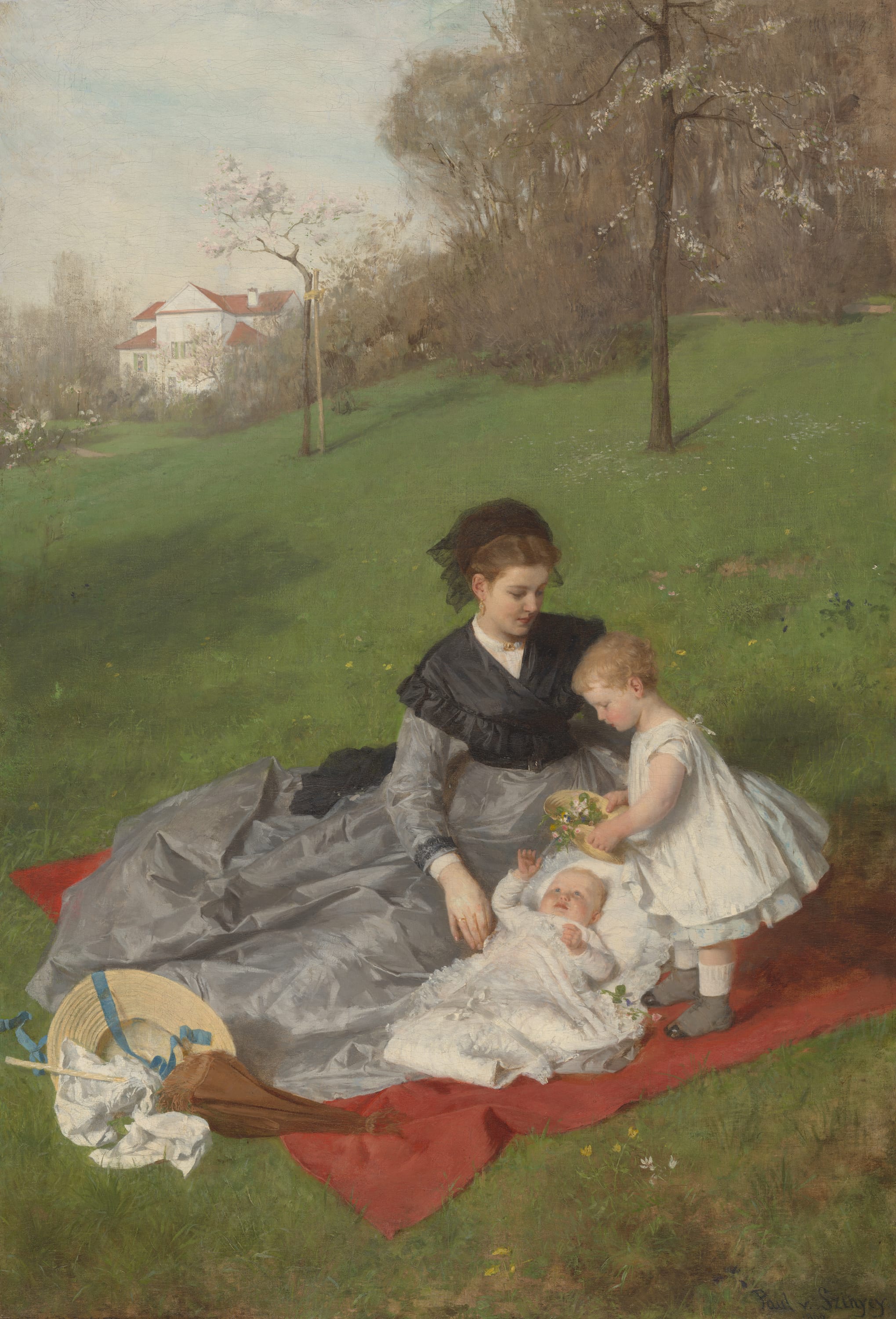 Mother and Children by Pál Szinyei Merse, 1869 — fine art print