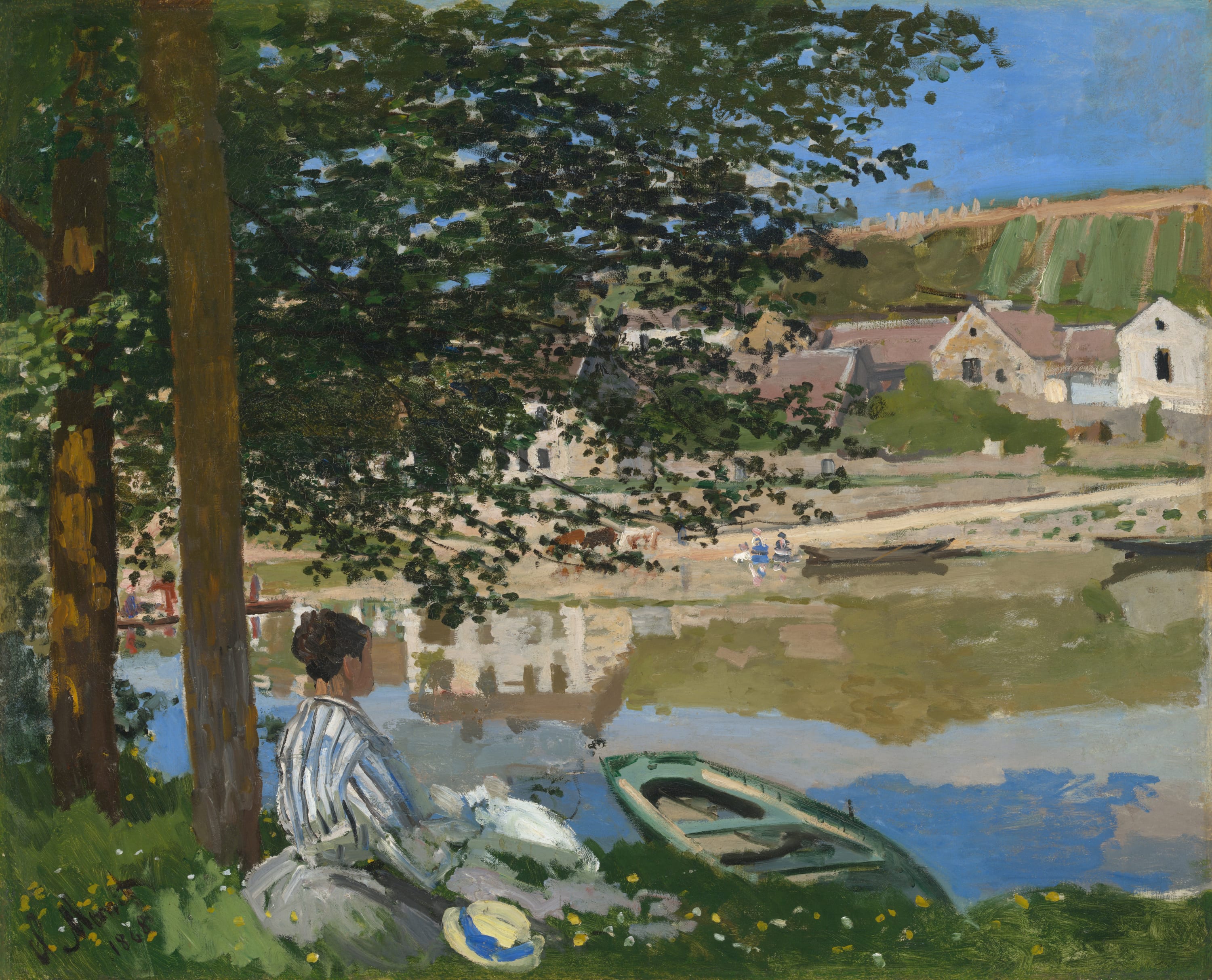 On the Bank of the Seine, Bennecourt by Claude Monet, 1868 — fine art print