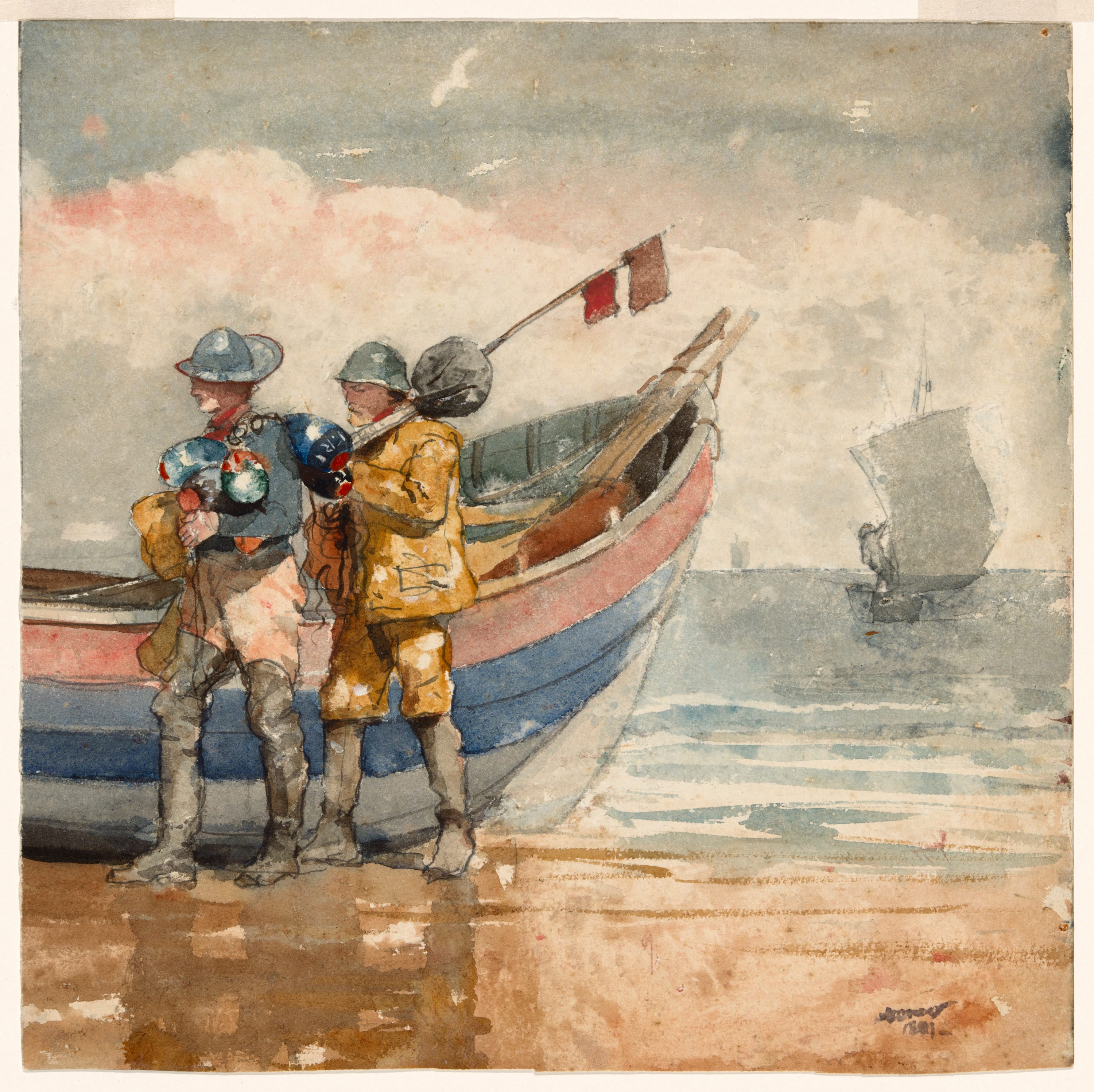 The Return, Tynemouth (recto) Study (verso) by Winslow Homer, 1881 — fine art print
