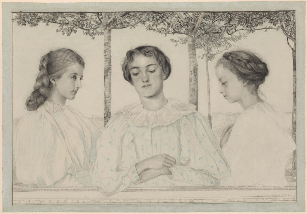 A Triple Portrait of Hermine, Emilia, and Helena by Emilie Mediz-Pelikan, 1897 — fine art print