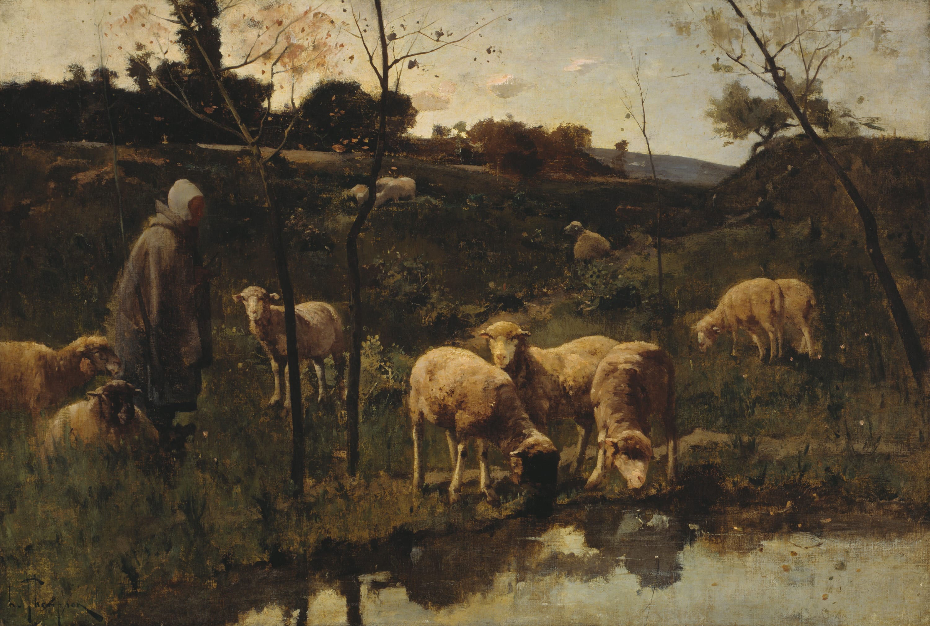 Landscape with Sheep, Picardy by Harry Thompson, Late 19th century — fine art print