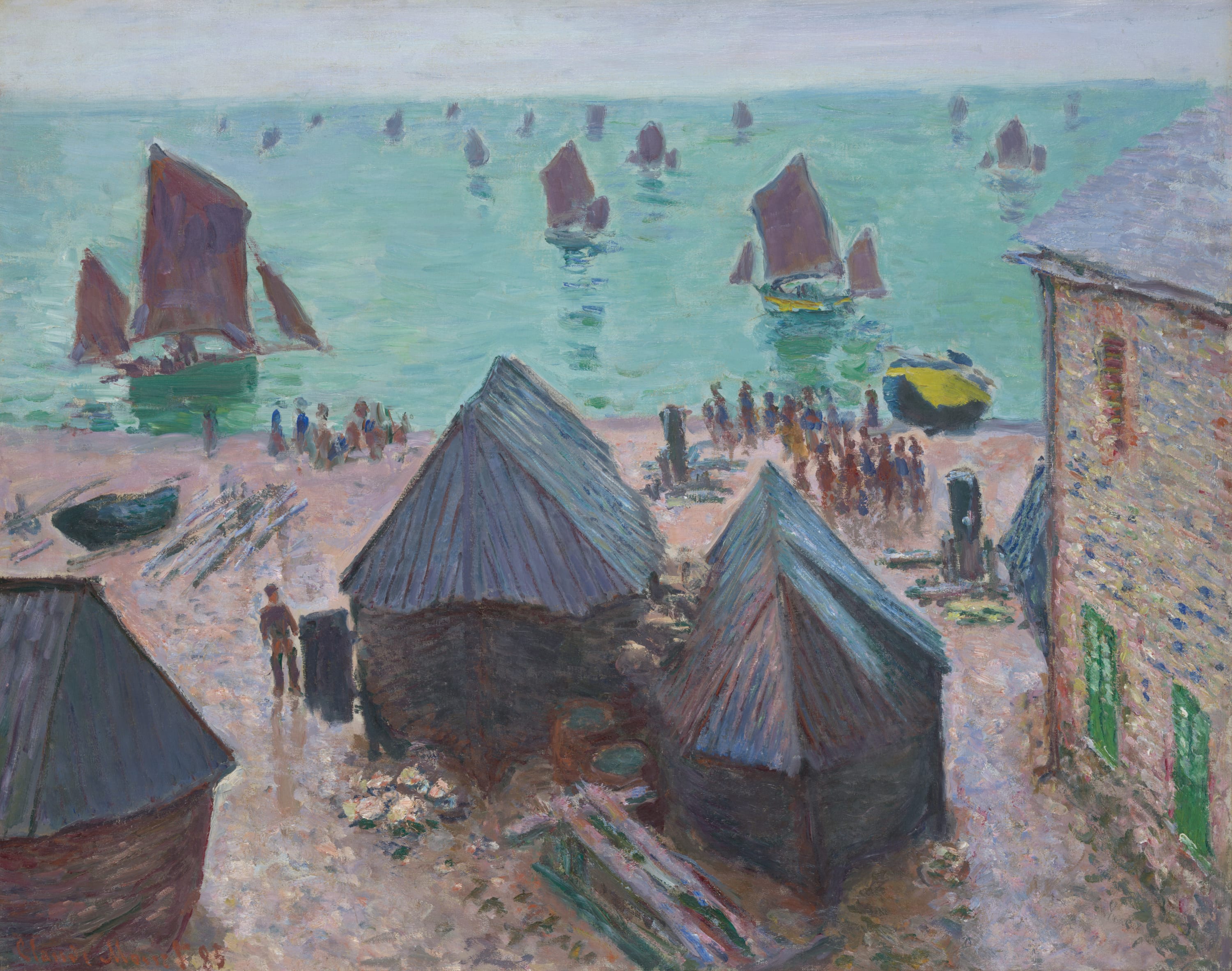 The Departure of the Boats, Étretat by Claude Monet, 1885 — fine art print