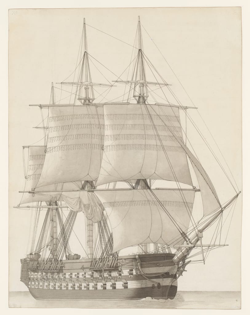 Vessel of the Russian Line (Vaisseau de ligne russe) by Christoffer Wilhelm Eckersberg, 1827 — fine art print