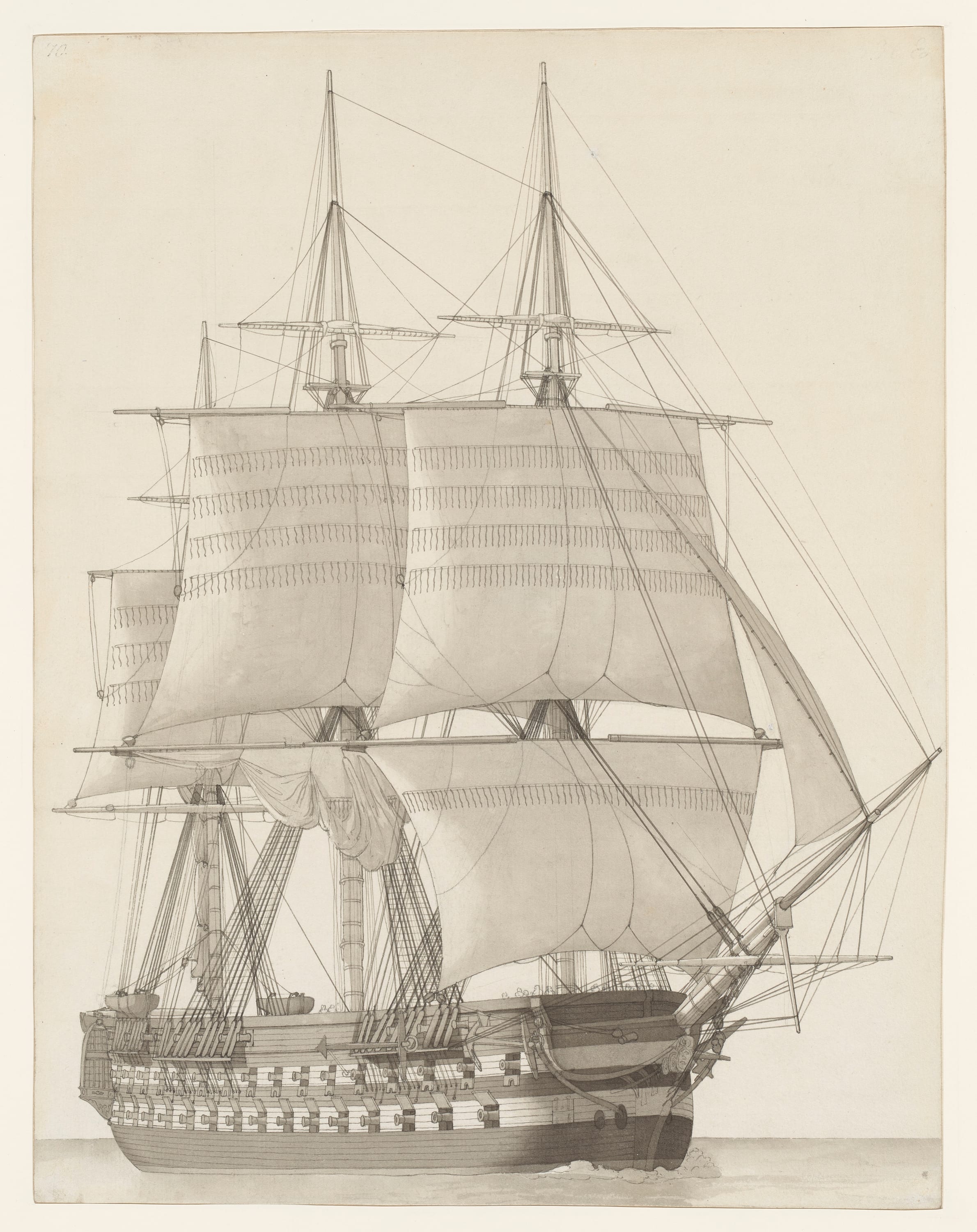 Vessel of the Russian Line (Vaisseau de ligne russe) by Christoffer Wilhelm Eckersberg, 1827 — fine art print