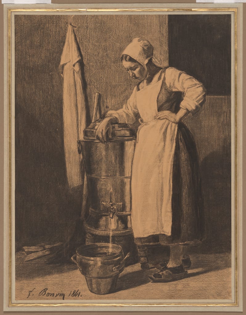 Servant Drawing Water from the Fountain by François Bonvin, 1861 — fine art print