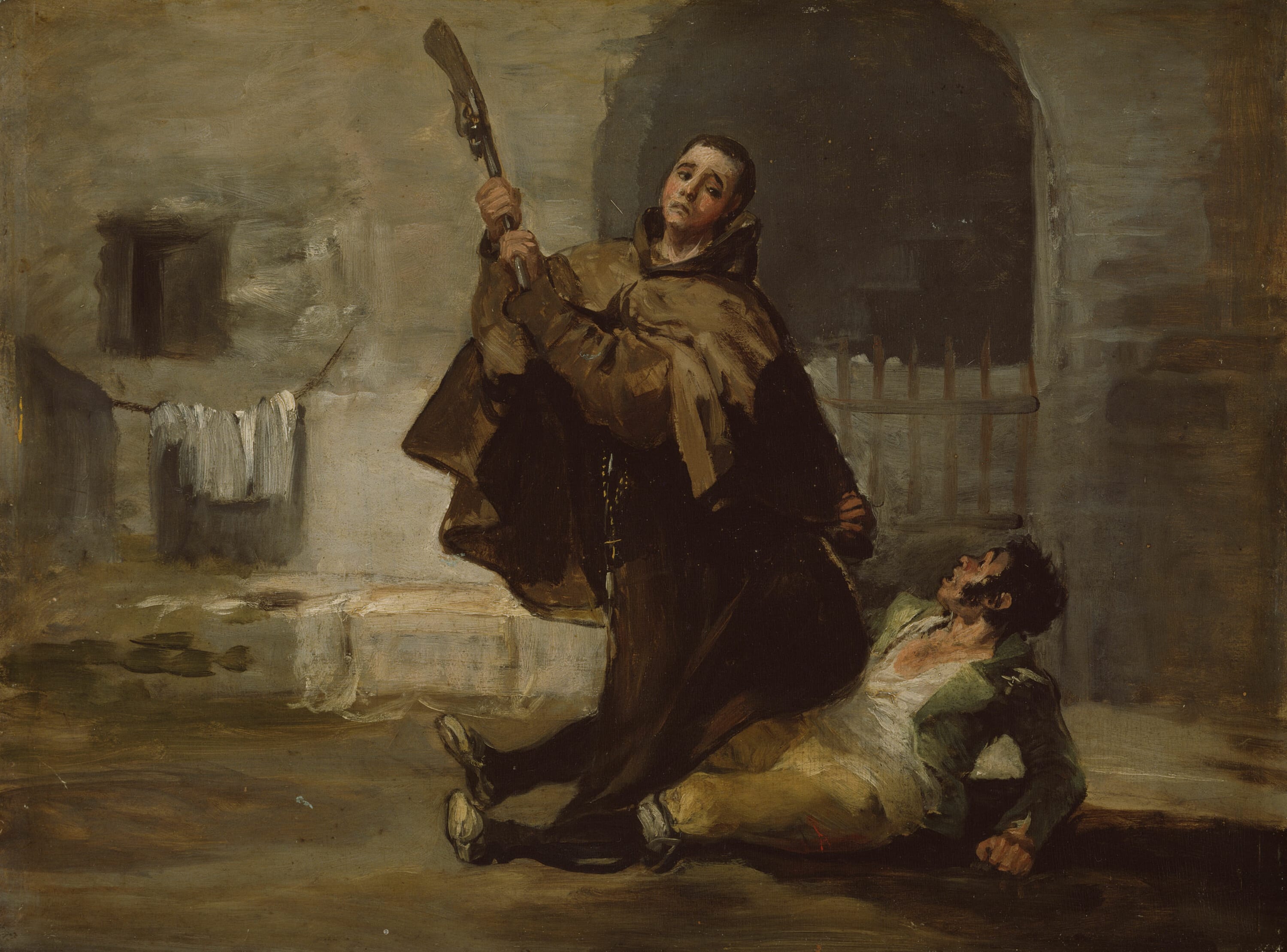 Friar Pedro Clubs El Maragato with the Butt of the Gun by Francisco José de Goya y Lucientes, c. 1806 — fine art print