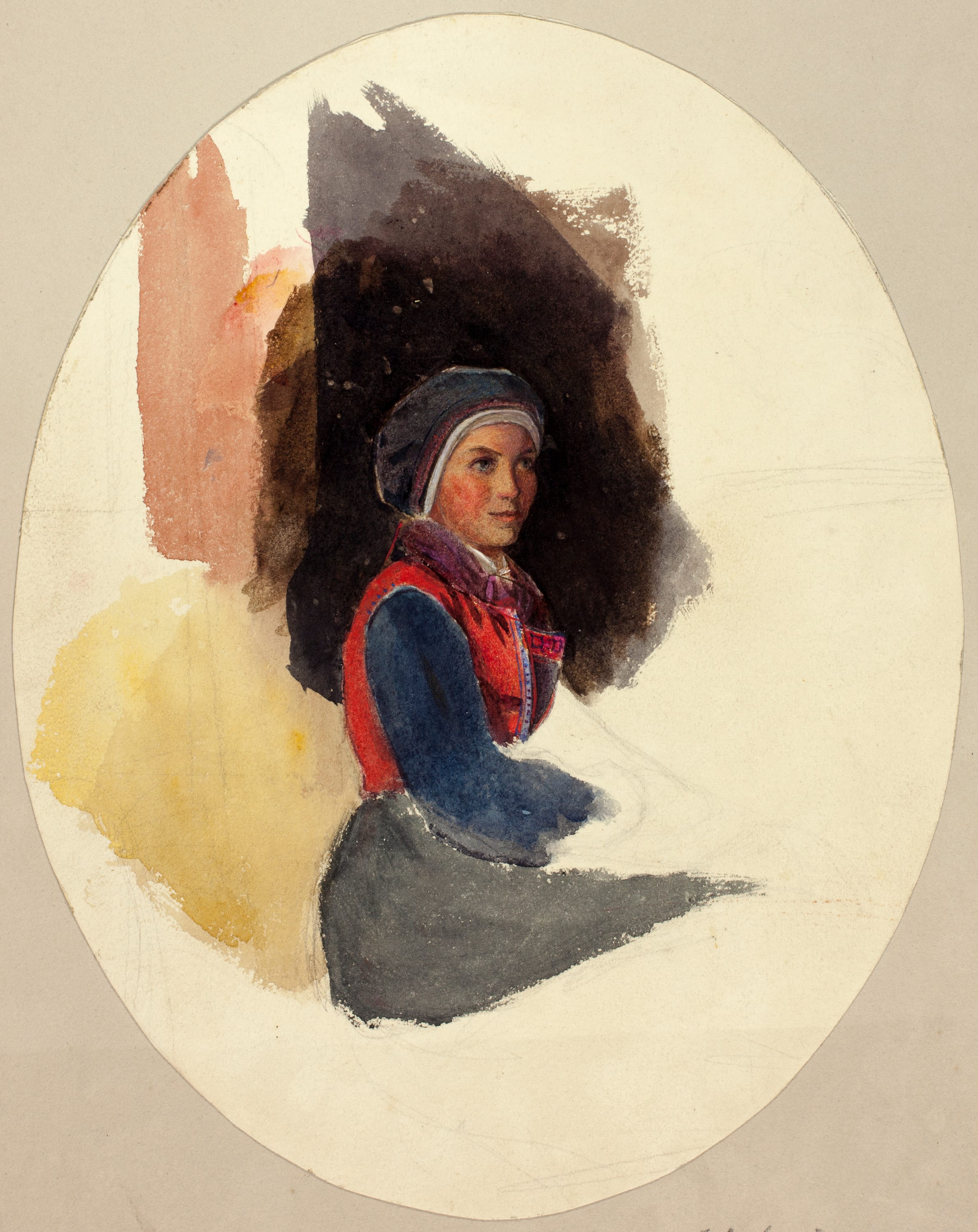 Sketch of Seated Woman in Peasant Costume by John Frederick Lewis, n.d. — fine art print