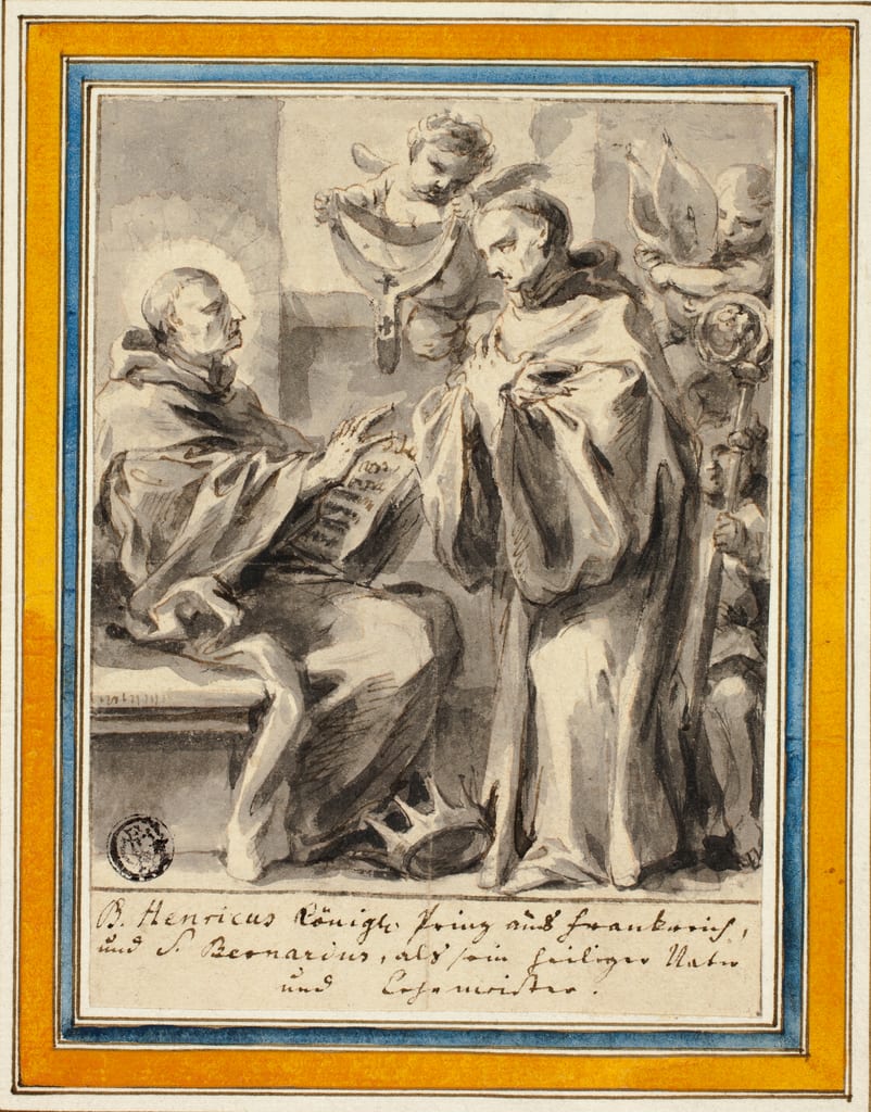 King Henry of France and Saint Bernard of Clairvaux by Johann Christoph Lischka, n.d. — fine art print