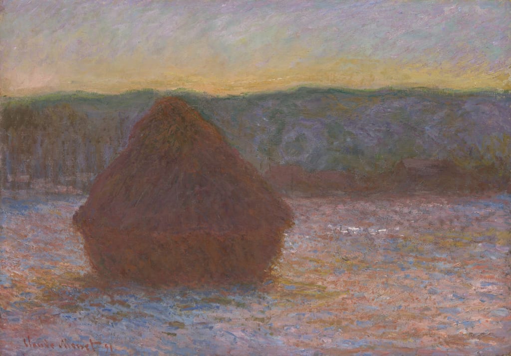 Stack of Wheat (Thaw, Sunset) by Claude Monet, 1890–91 — fine art print
