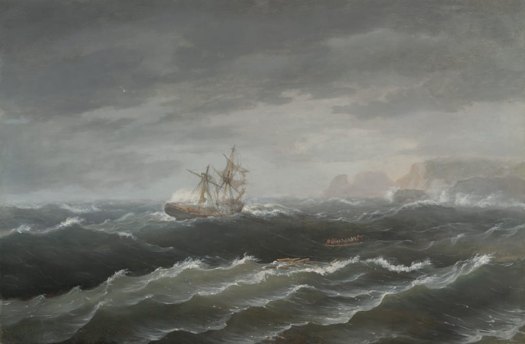 Shipwreck near a Rocky Coast by Thomas Birch, 1833 — fine art print