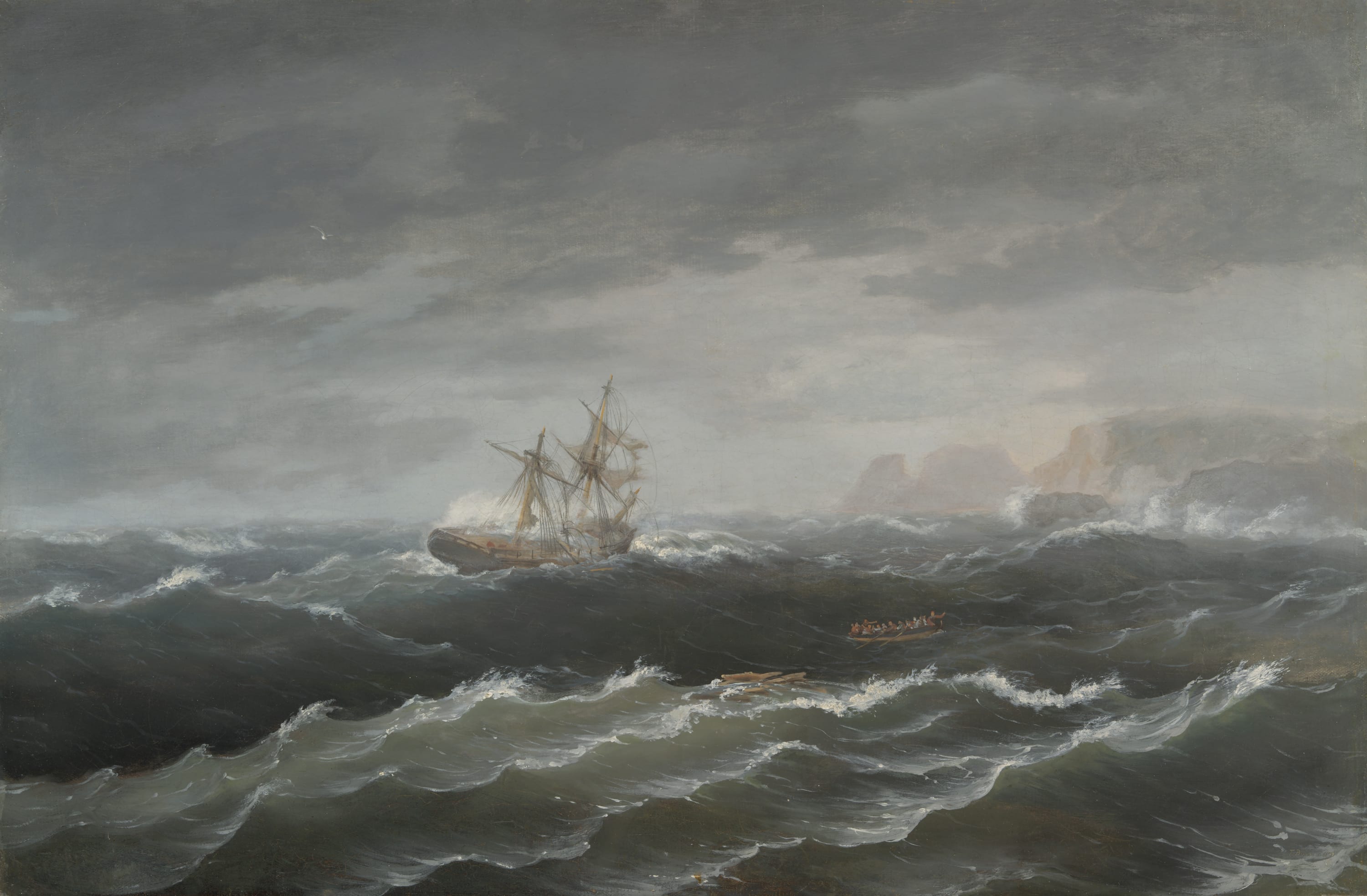 Shipwreck near a Rocky Coast by Thomas Birch, 1833 — fine art print