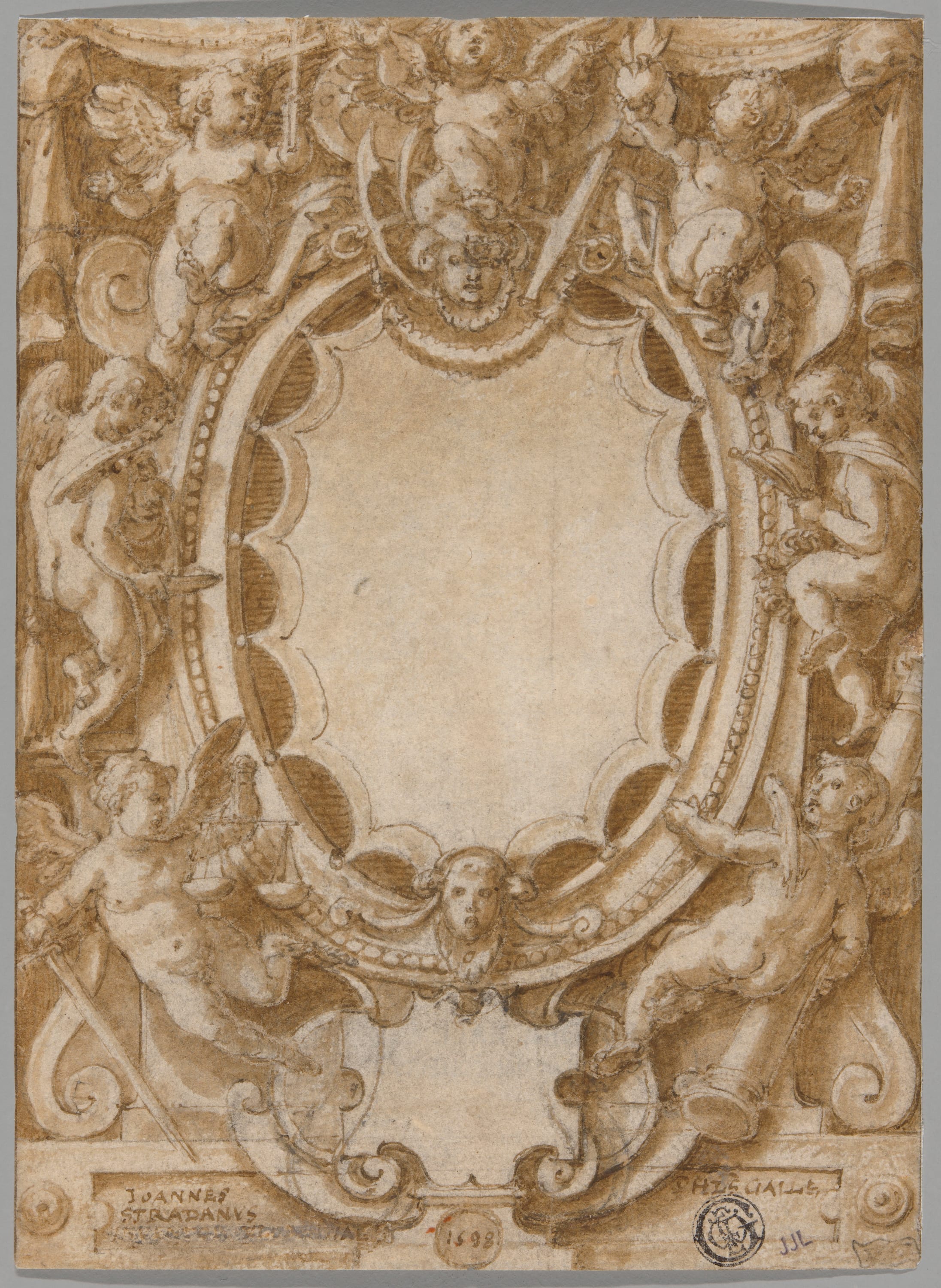 Design for Frontispiece to the Seven Virtues by Jan van der Straet, 1598 — fine art print