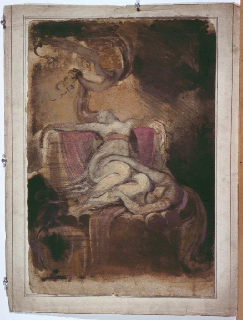 Sketch for 'Dido on the Funeral Pyre' (recto); Erotic Sketch of Man and Woman (verso) by Henry Fuseli, c. 1781 — fine art print