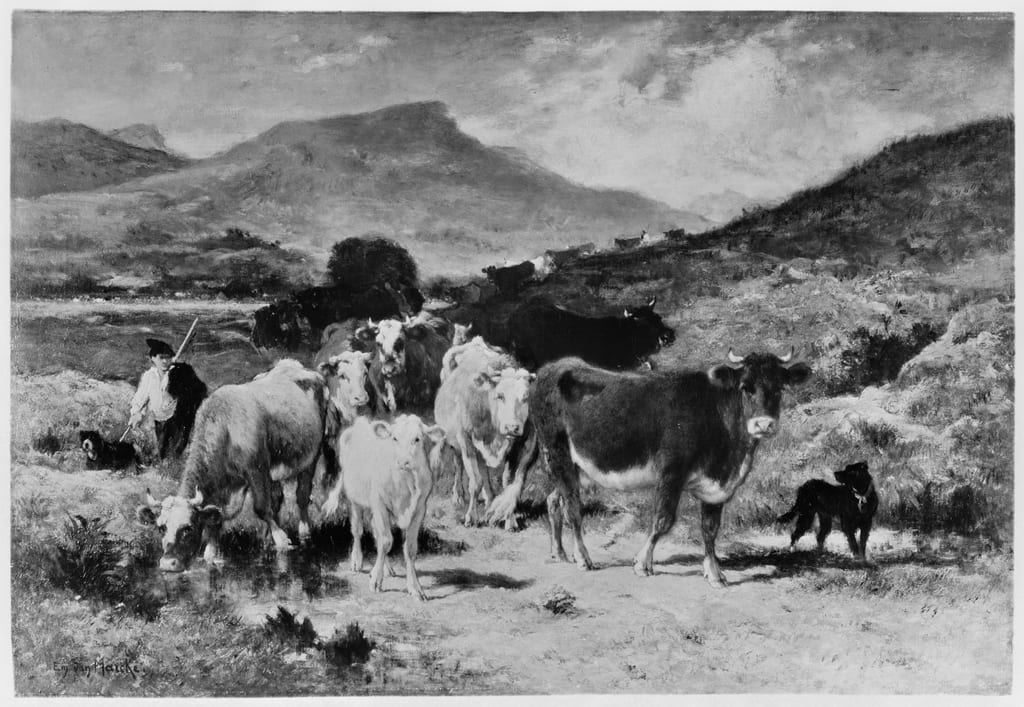 Descent of Cattle from the Pyrenees by Emile van Marcke de Lummen, c. 1880 — fine art print