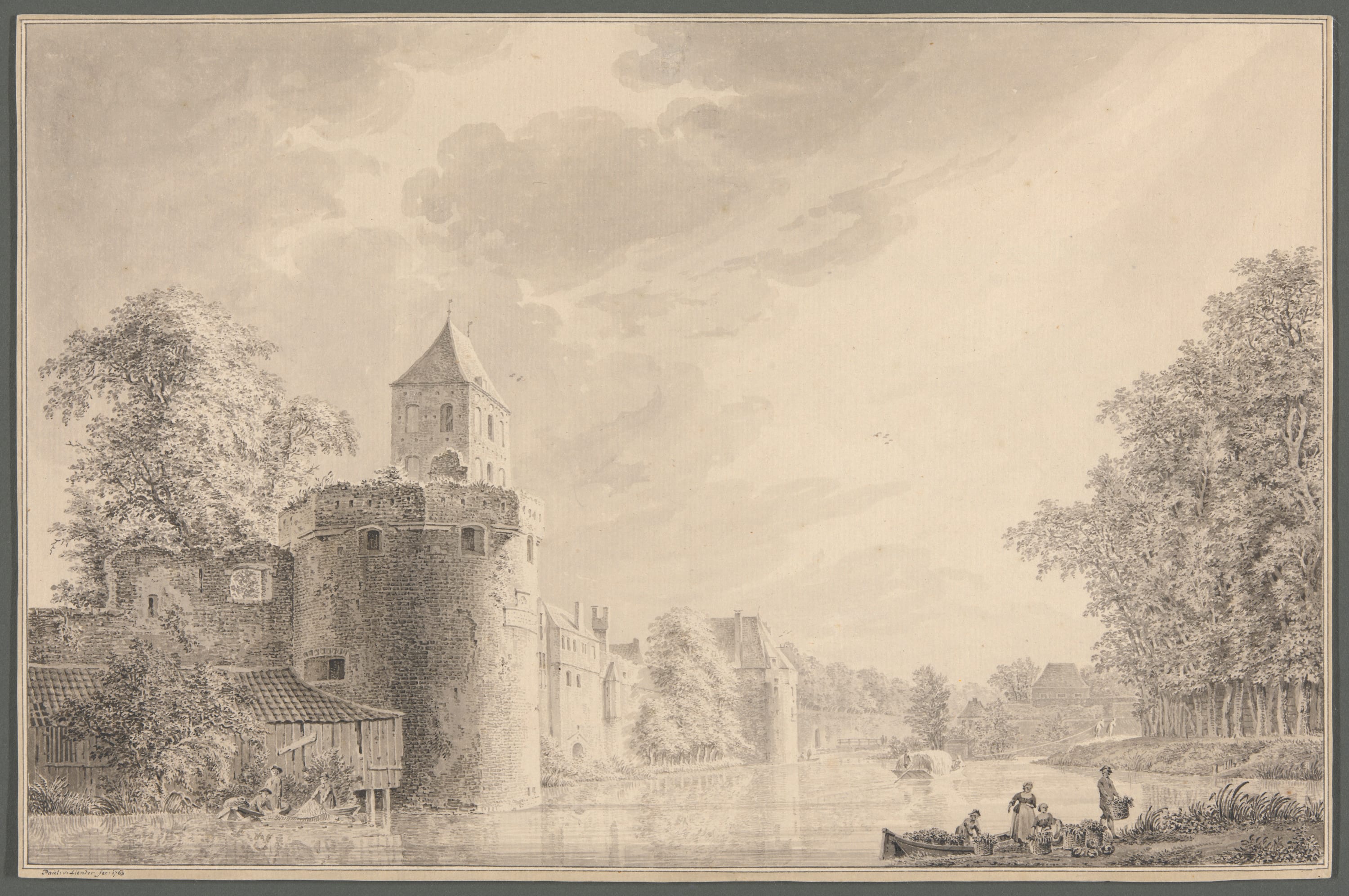 The City Walls of Utrecht by the "Plompetoren" by Paul Liender, 1763 — fine art print