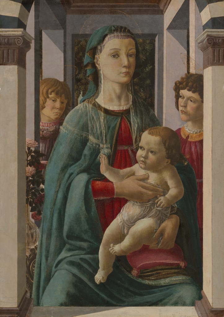 Virgin and Child with Two Angels by Francesco Botticini, c. 1470 — fine art print