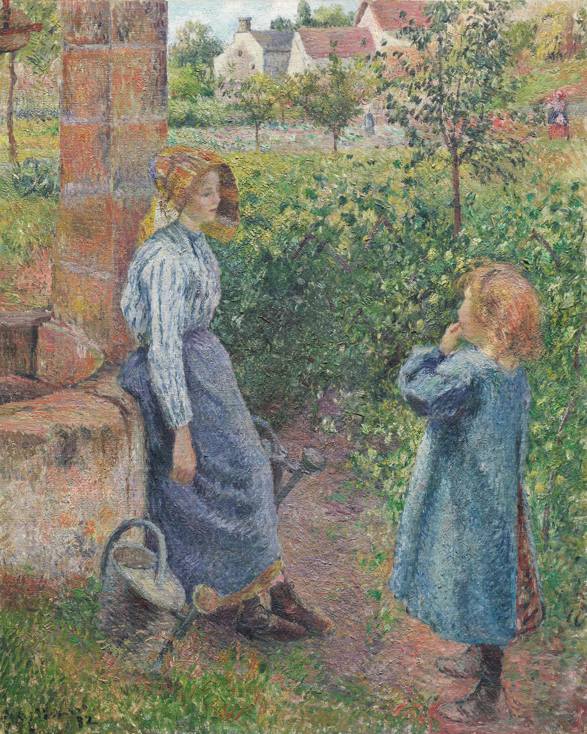 Woman and Child at the Well by Camille Pissarro, 1882 — fine art print