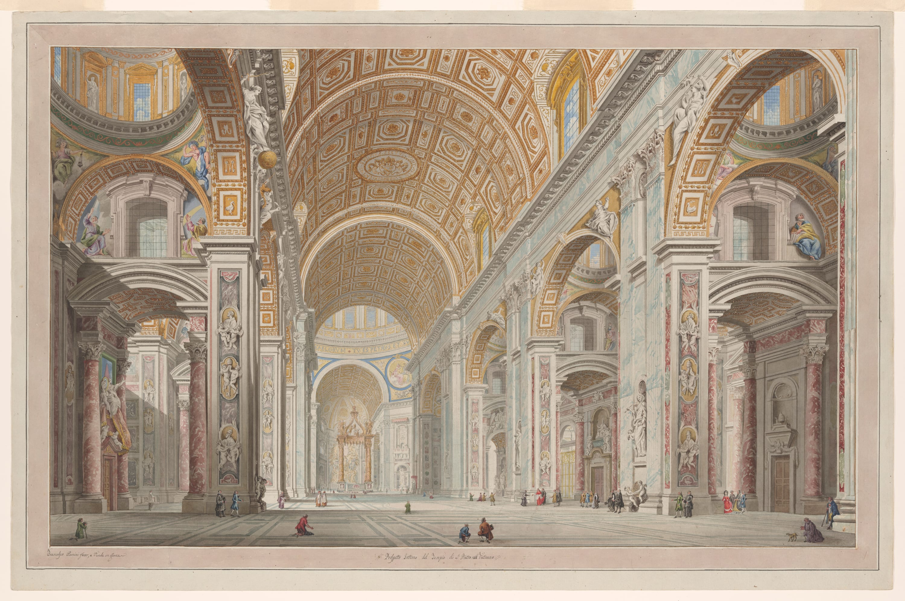 Interior View of the Church of St. Peter's in the Vatican by Francesco Panini, c. 1770 — fine art print