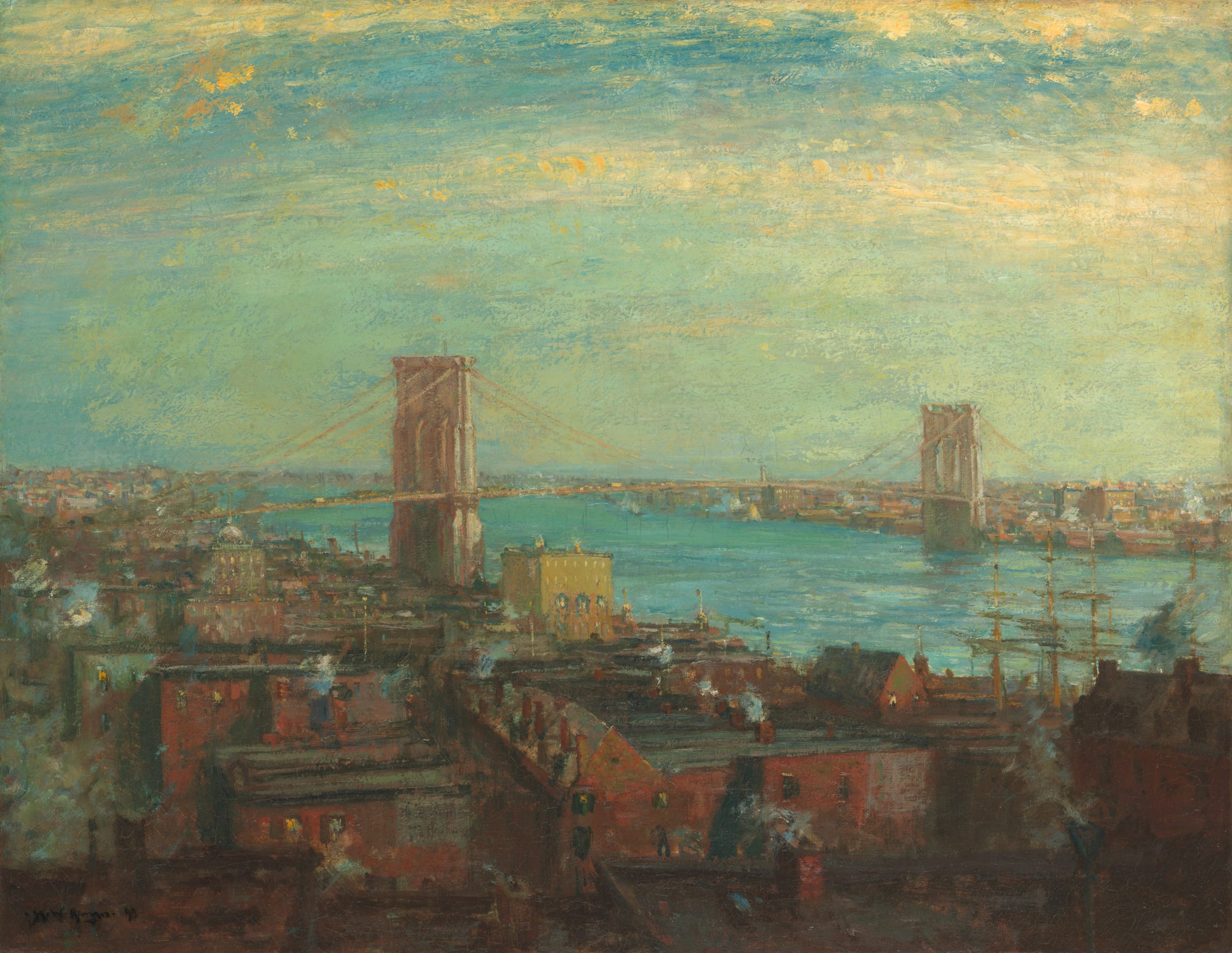 Brooklyn Bridge by Henry Ward Ranger, 1899 — fine art print