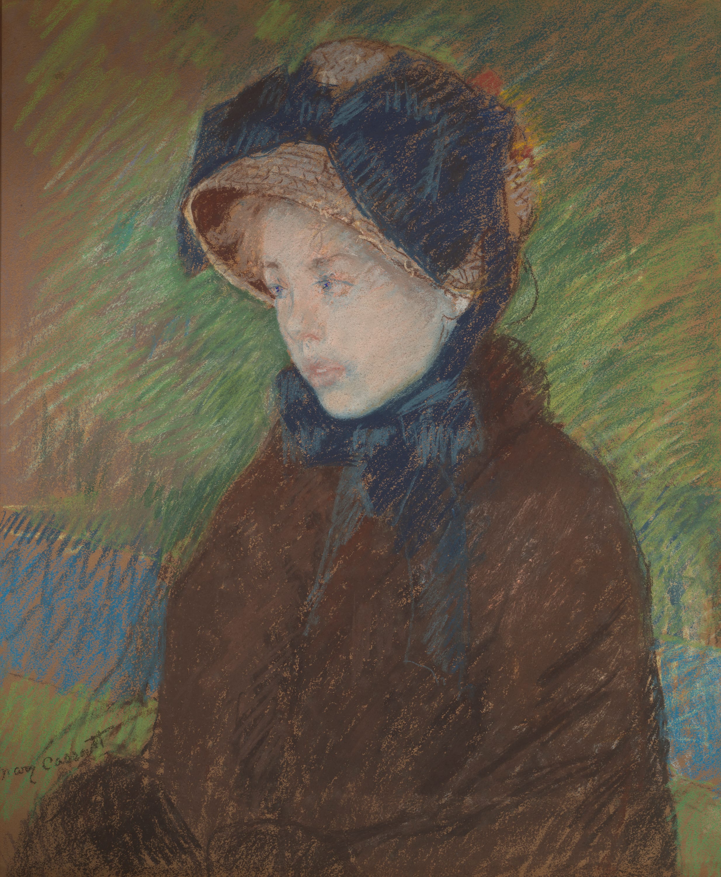 Susan in a Straw Bonnet by Mary Cassatt, c. 1883 — fine art print