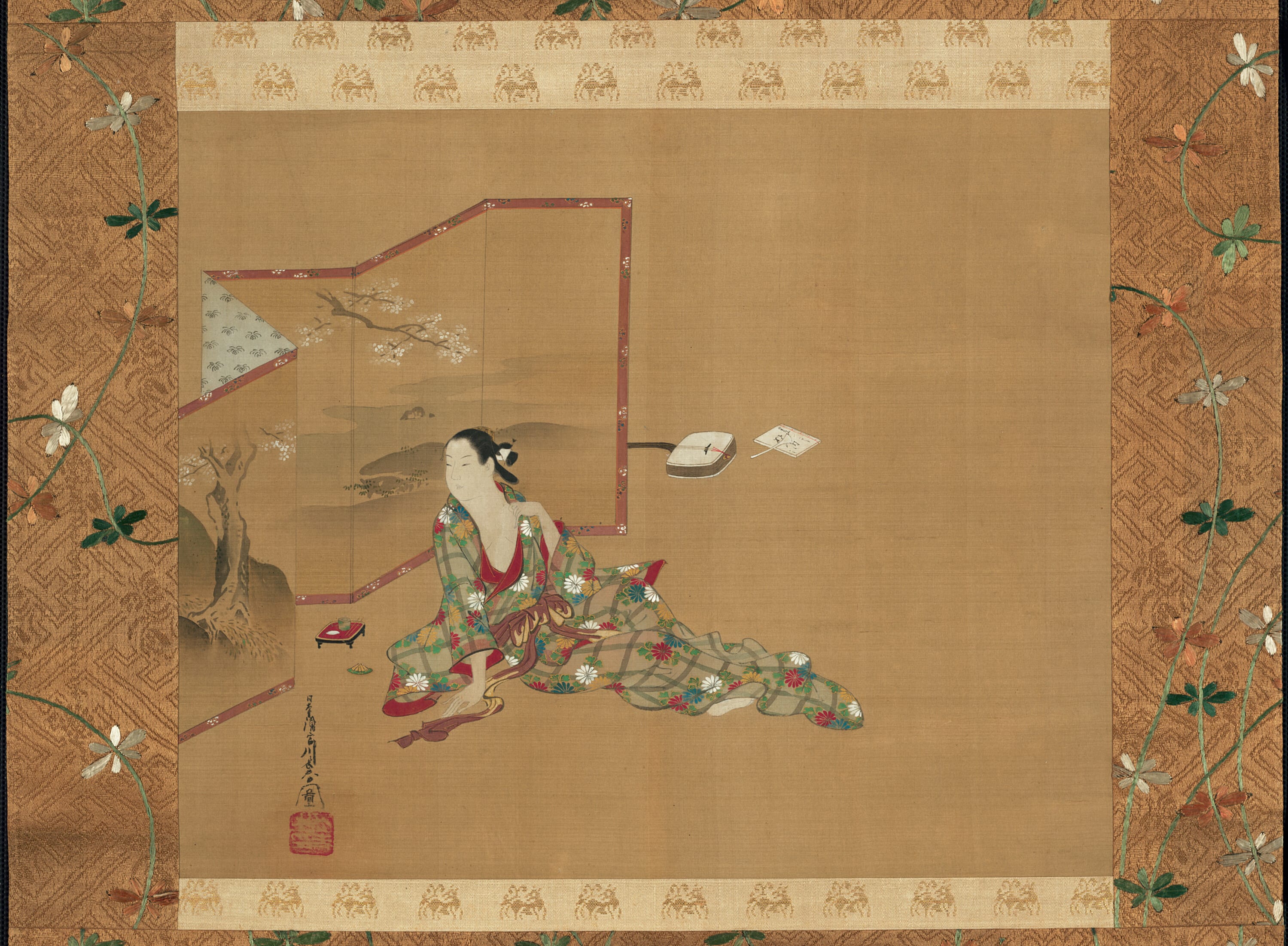 A Beauty Behind a Screen by Miyagawa Chôshun, About 1750 — fine art print