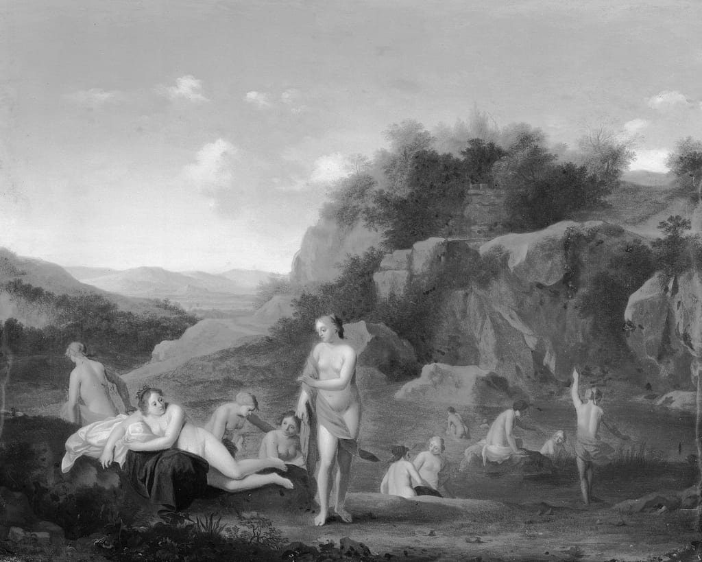 Nymphs Bathing by Dirck van der Lisse, c. 1650 — fine art print