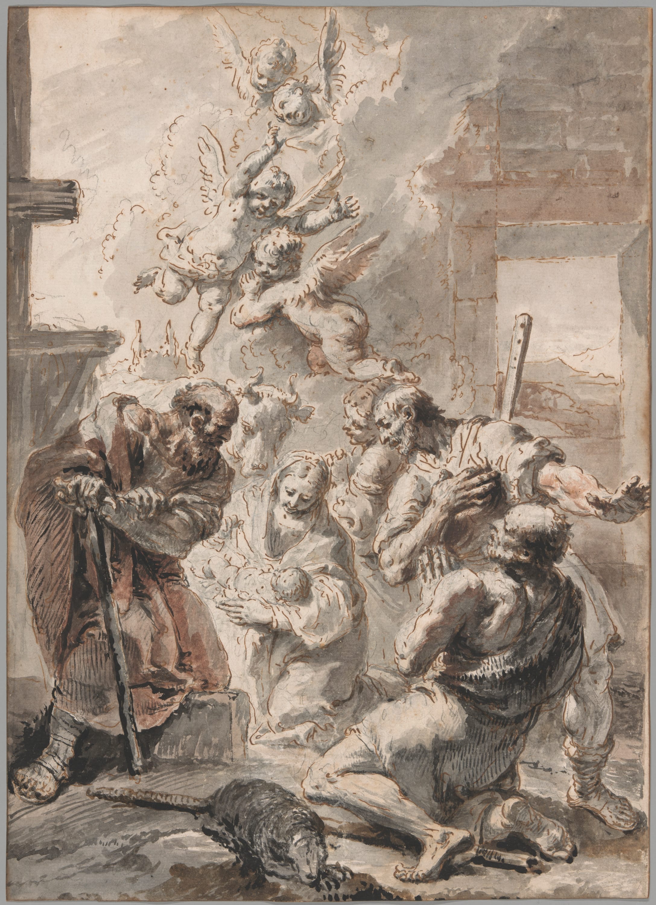 Adoration of the Shepherds by Francesco Fontebasso, c. 1750 — fine art print