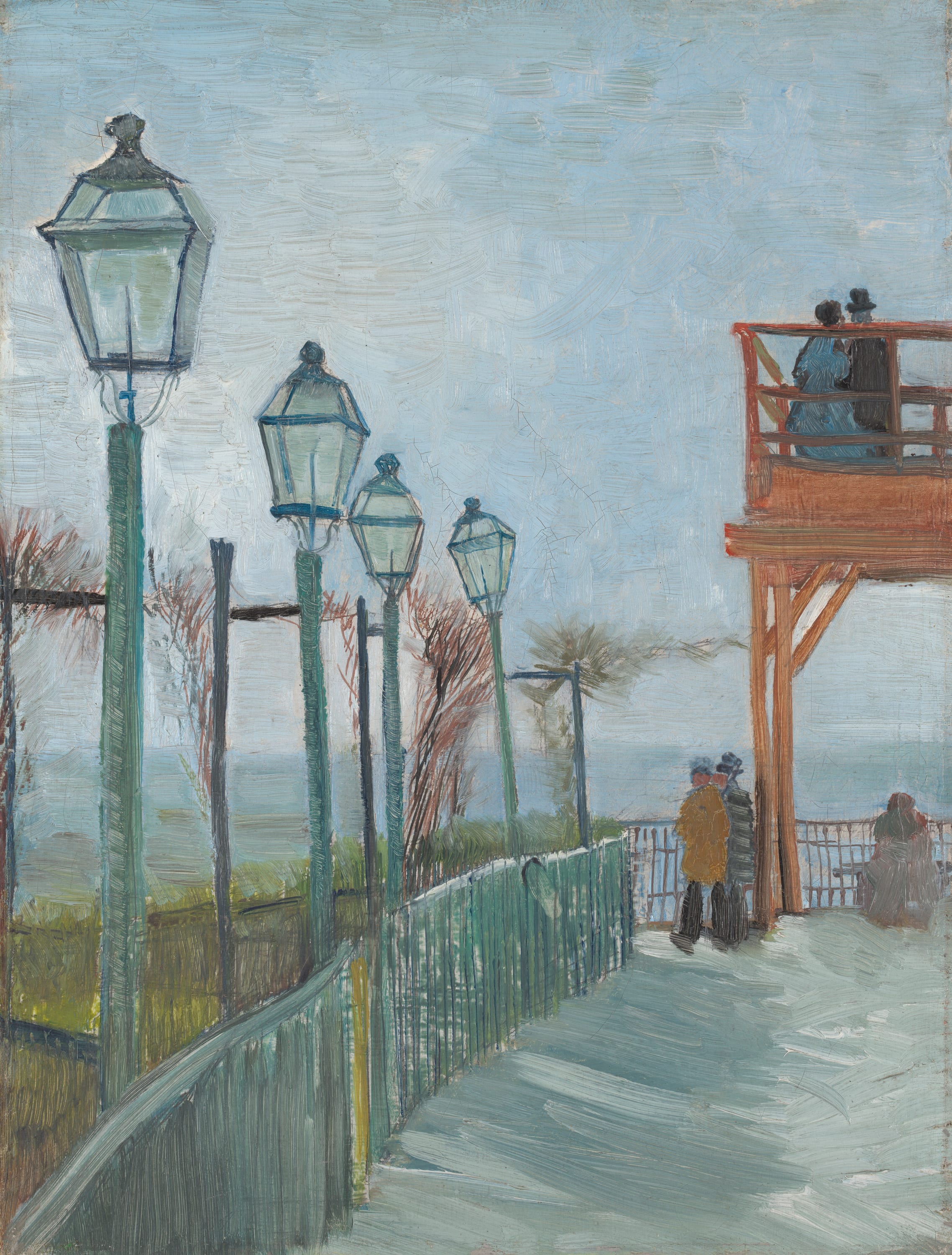 Terrace and Observation Deck at the Moulin de Blute-Fin, Montmartre by Vincent van Gogh, Early 1887 — fine art print