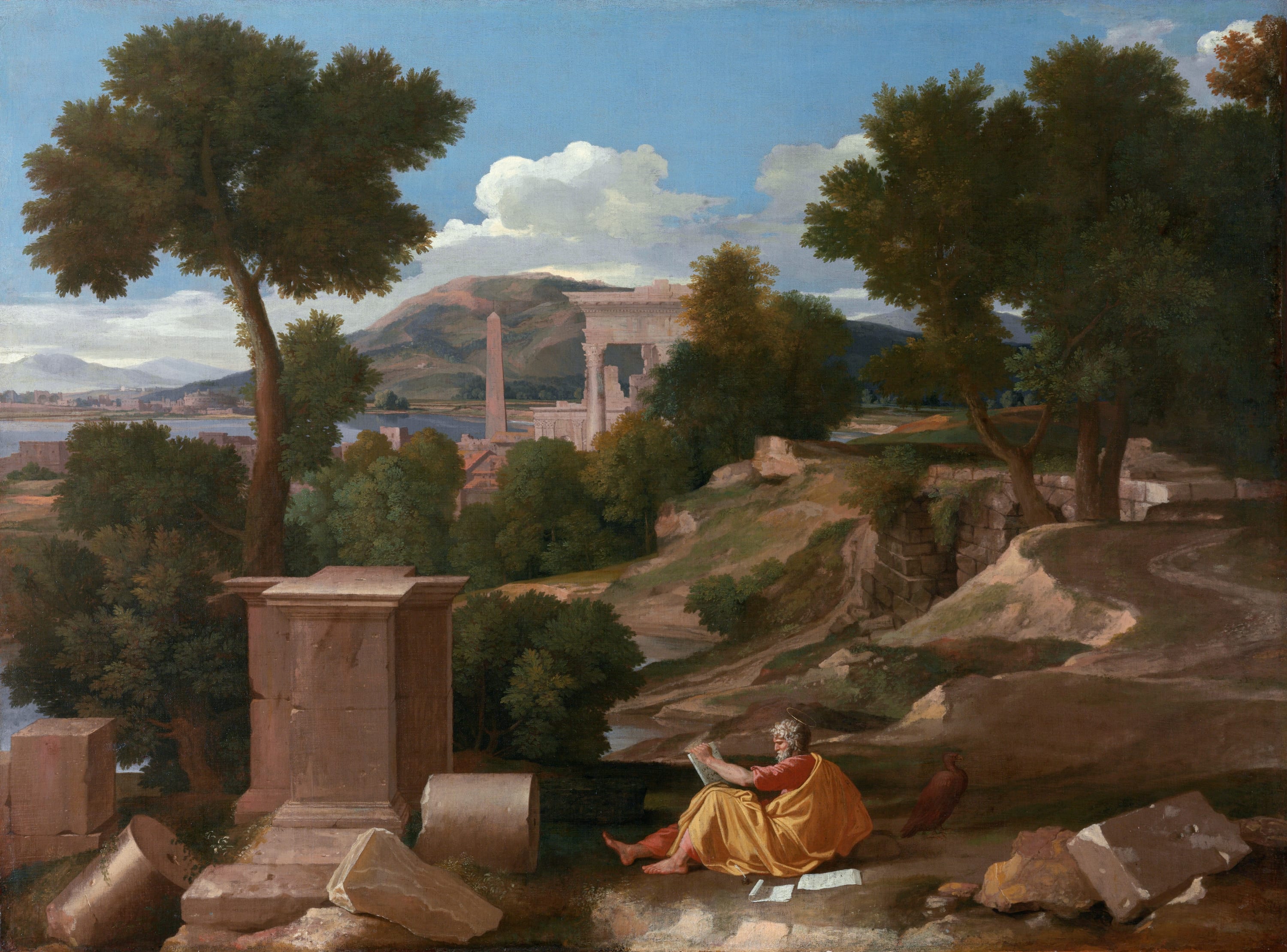 Landscape with Saint John on Patmos by Nicolas Poussin, 1640 — fine art print