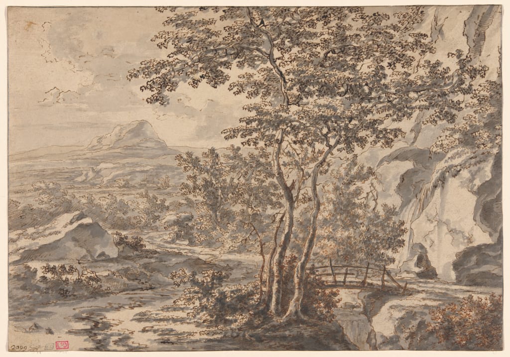 Italian Landscape with a Bridge by Jan Both, 1642/52 — fine art print